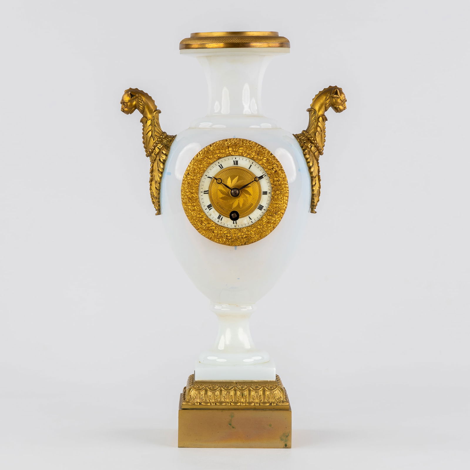 An Empire clock, Opaline Glass and Gilded Bronze, Napoleon III period, circa 1860. (1 of 7)