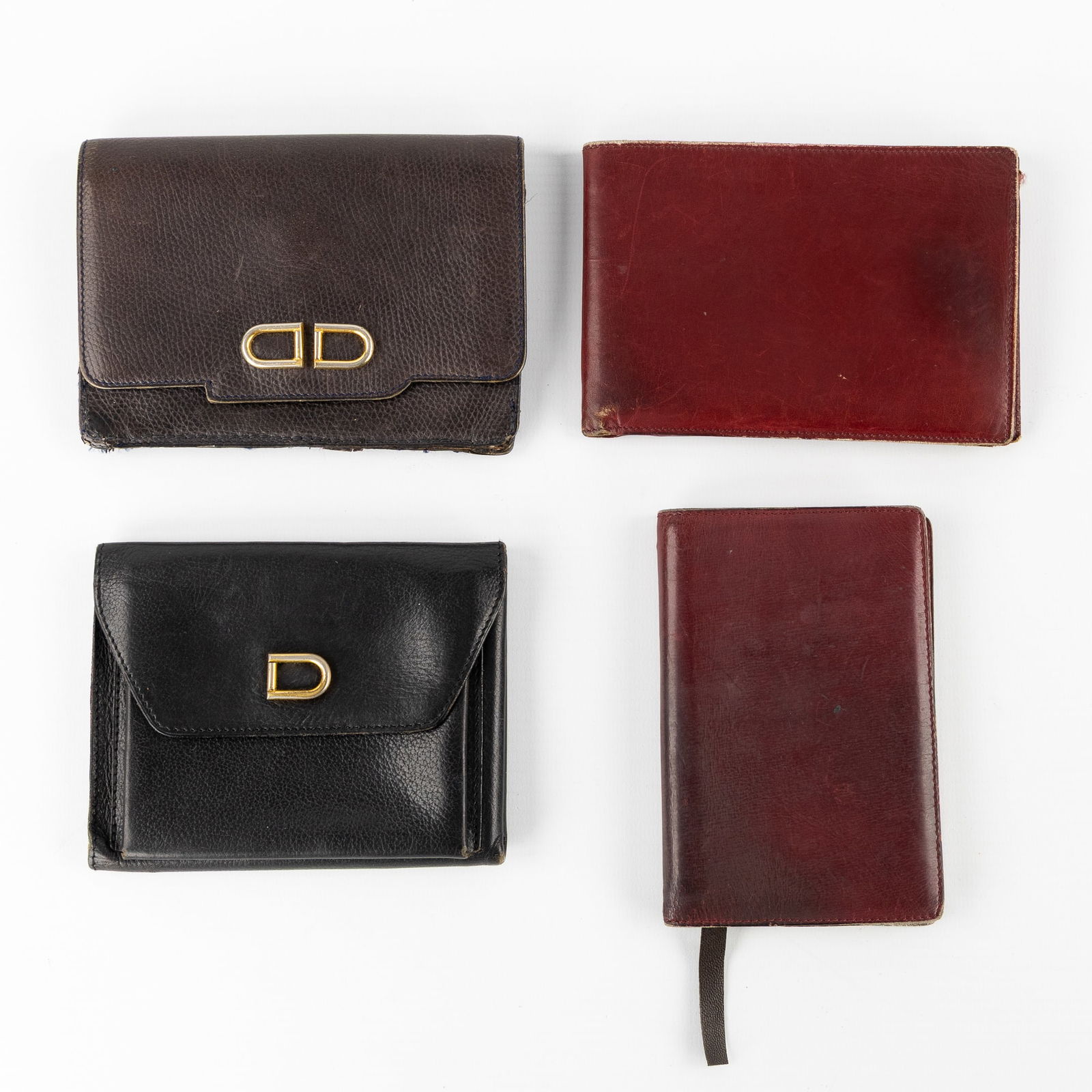 Delvaux, Three Wallets and a Diary, Black, Dark brown, and Burgundy Leather. (1 of 6)