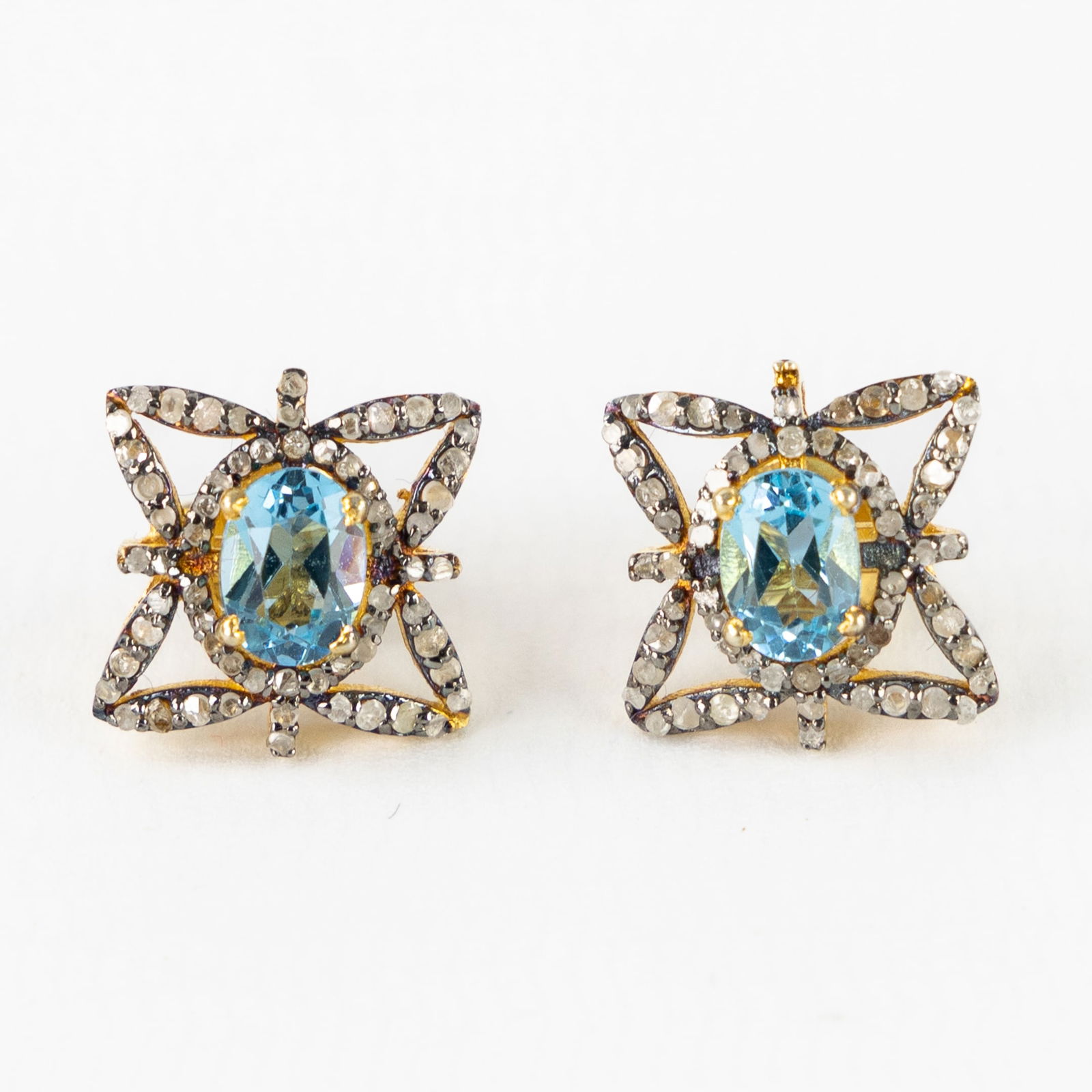 A pair of vermeil earrings, set with topaz and diamonds. 4.14g. (1 of 5)