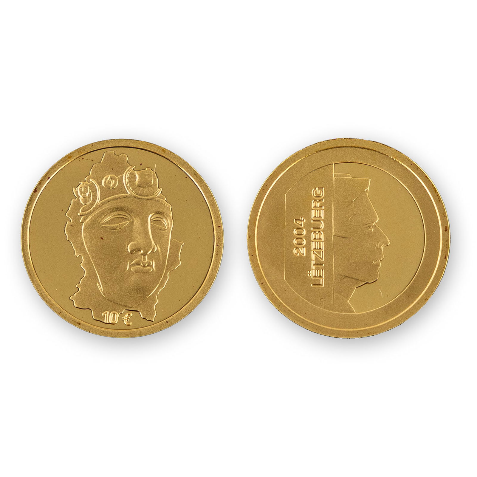 Numismatiek, Luxemburg, gold coin 'The Mask Of Hellange', 24ct, 3,11g. (1 of 7)