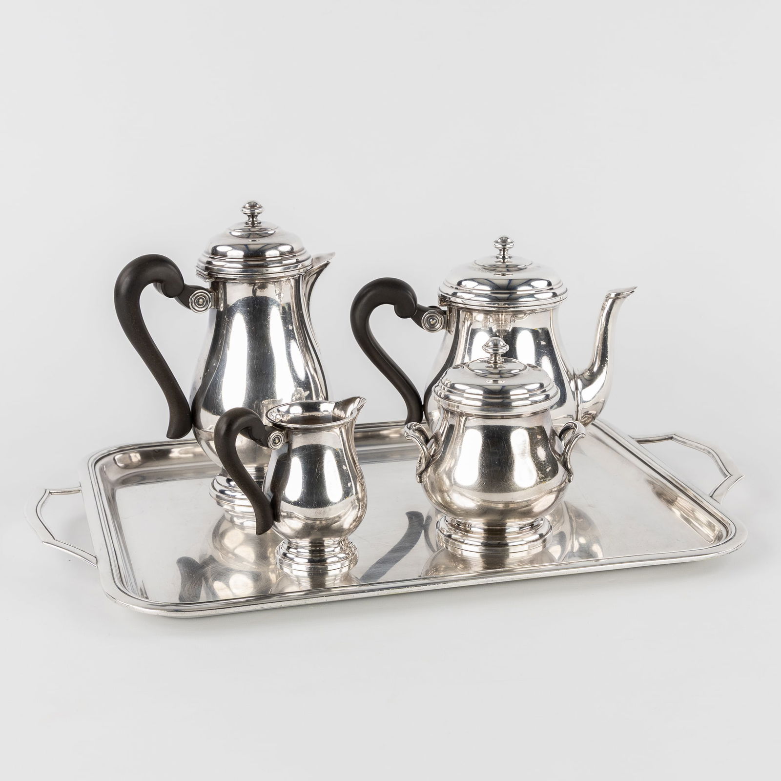 Saint Médard, A Silver-Plated Five-piece Coffee and Tea Set. Neoclassical style. (1 of 10)