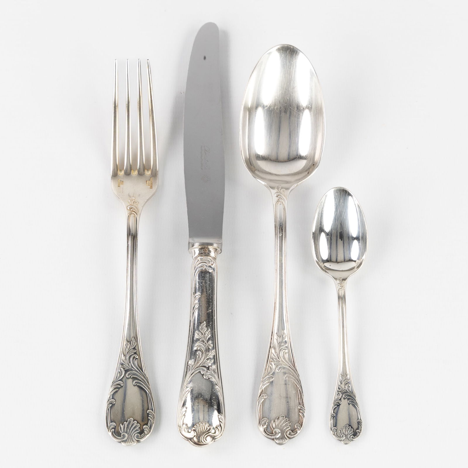 Christofle, Marly, A 48-piece Silver-Plated Cutlery Set.: Christofle, Marly, A 48-piece Silver-Plated Cutlery Set. Silver-plated metal.Marly model. 12 large spoons12 large knives12 large forks12 coffee spoons Marked Christofle France.