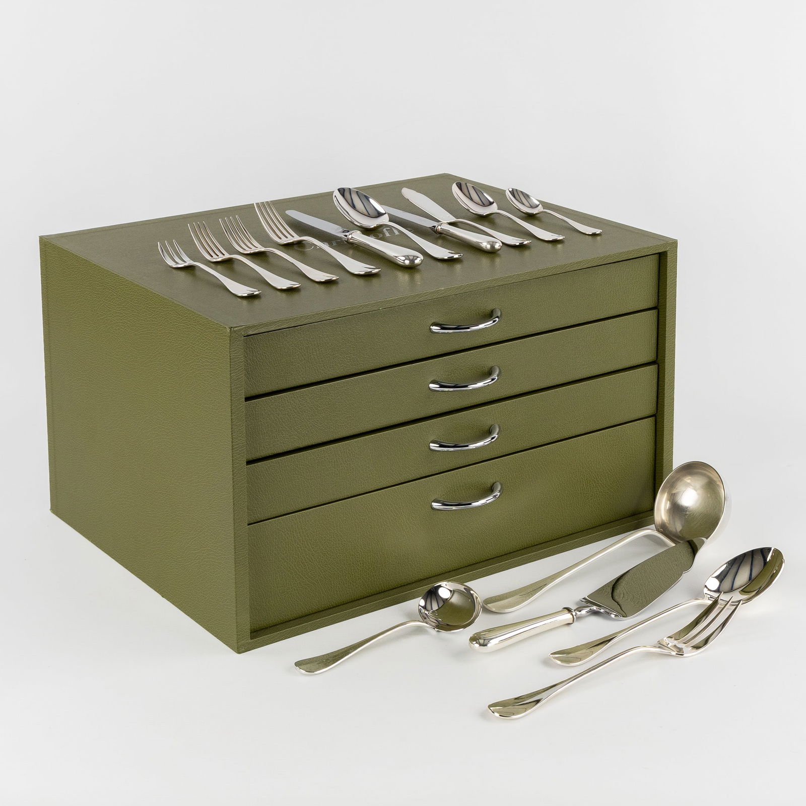 Christofle, Fidelio, a 125-piece Cutlery Set, Silver-plated metal.: Christofle, Fidelio, a 125-piece Cutlery Set, Silver-plated metal. Silver-plated metal.12 spoons12 forks12 knives 12 dessert spoons12 dessert forks12 dessert knives 12 fish forks12 fish knives 12