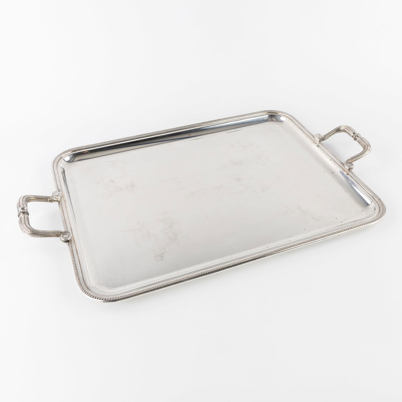 Christofle, Perles, a Serving Tray, Silver-plated Metal.: Christofle, Perles, a Serving Tray, Silver-plated Metal. Silver-plated metal.Perles model.Marked Christofle France.