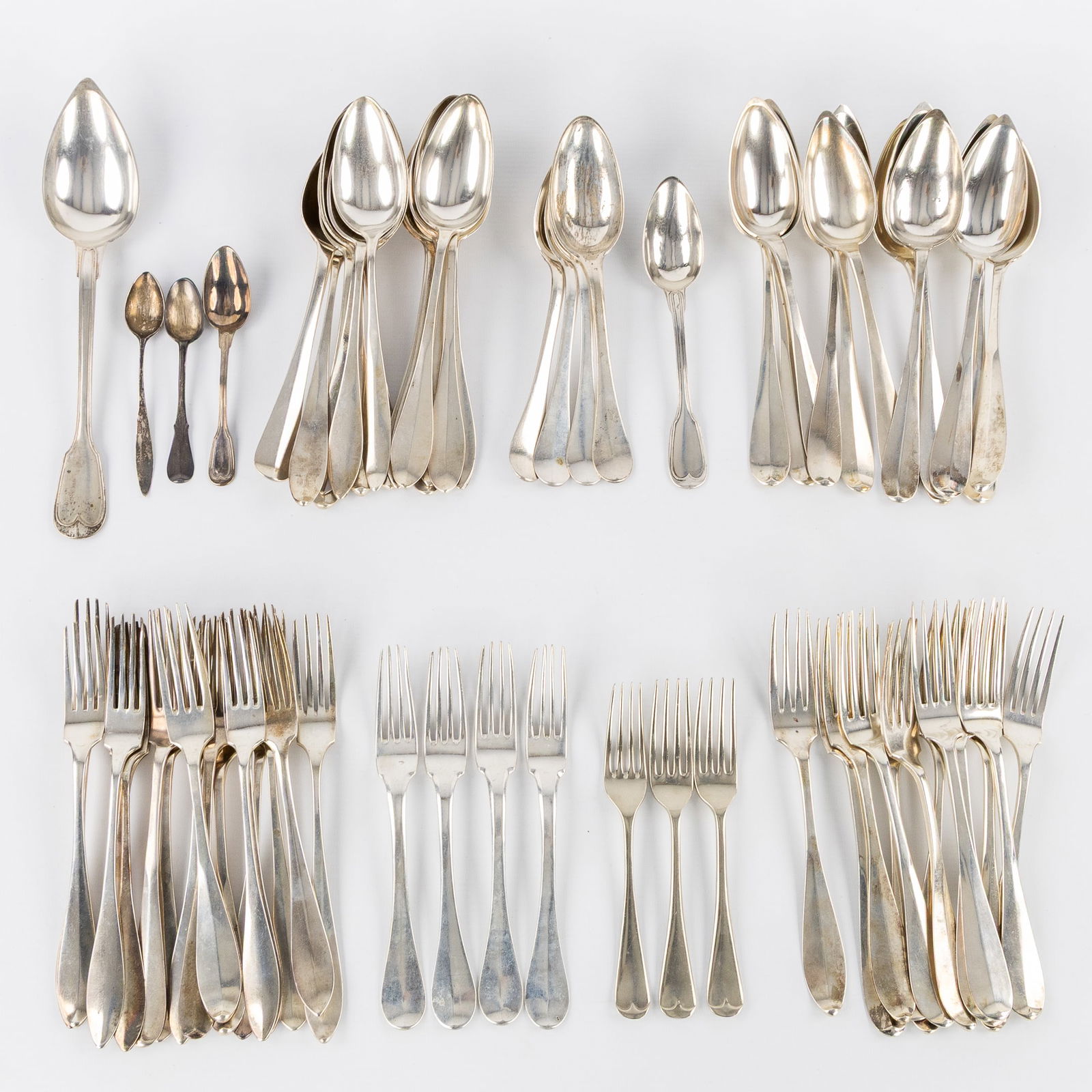 A Collection of Silver Spoons and Forks, Belgium, France, and the Netherlands, 19th and 20th C. (1 of 7)