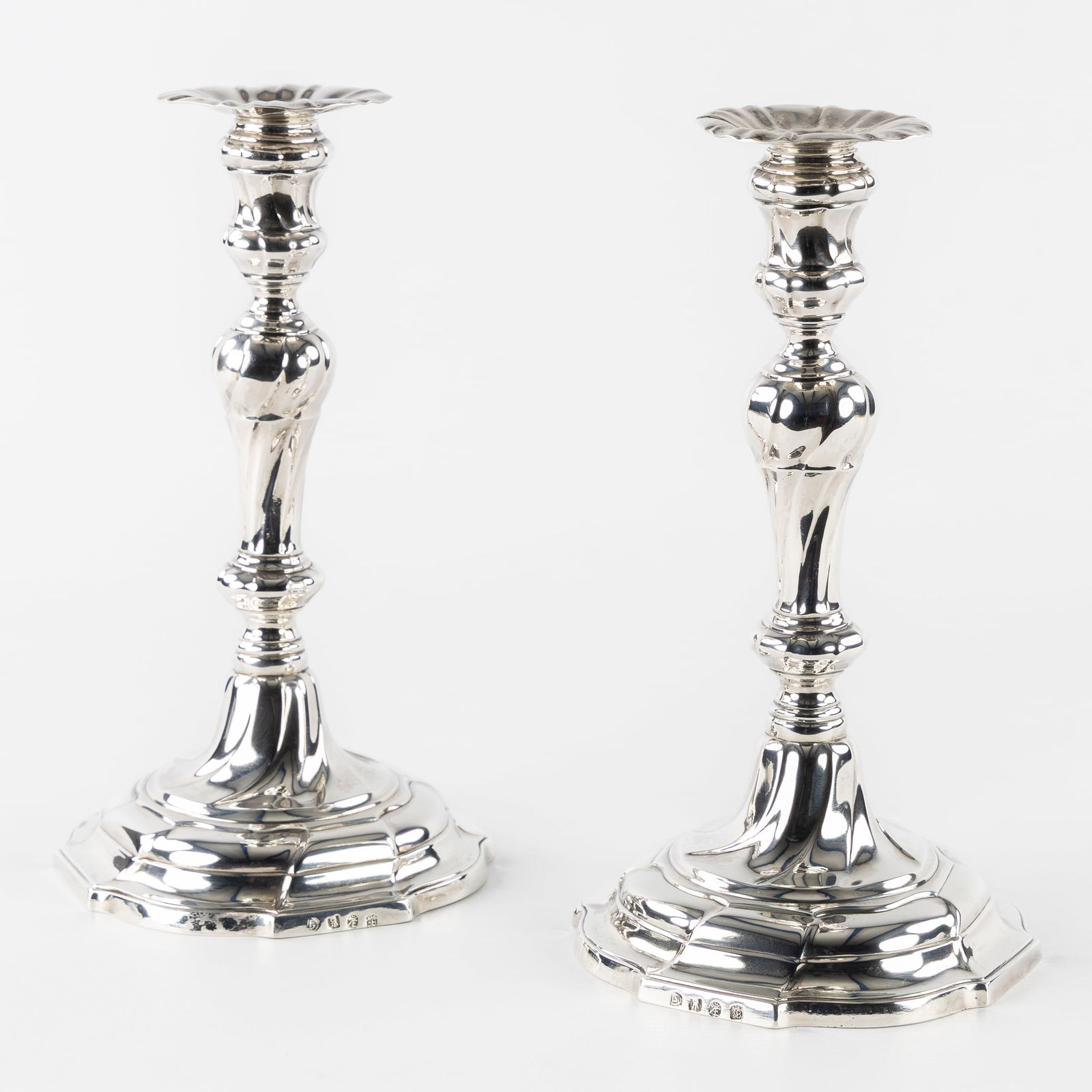 A Pair of Silver Candlesticks, Louis XV, Mons, 1768. Silver, 617g. (1 of 9)