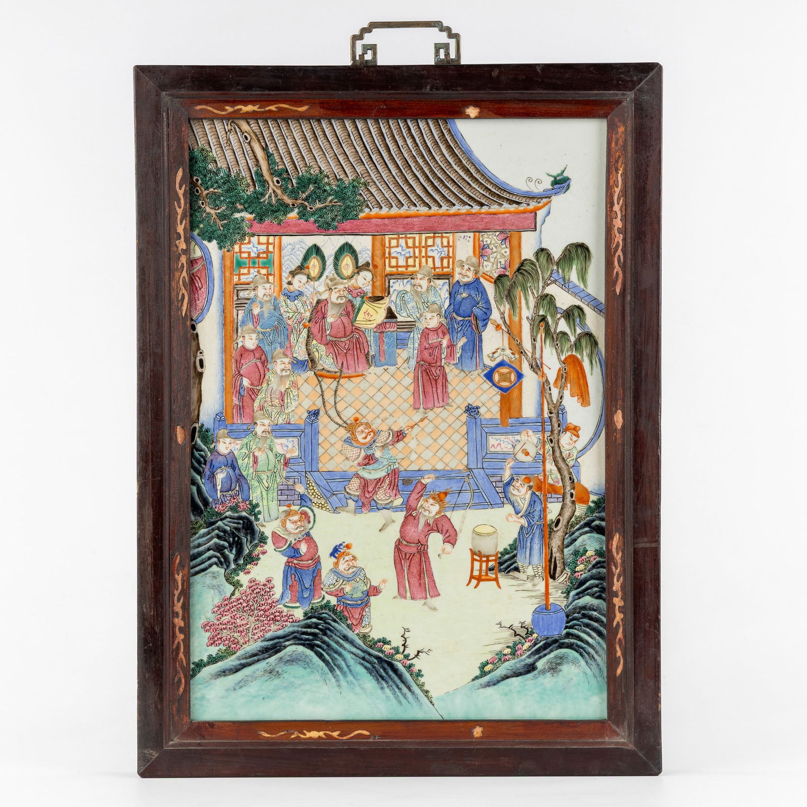 A Chinese Porcelain plaque with a Figurative Imperial scene, Famille Rose. (1 of 6)
