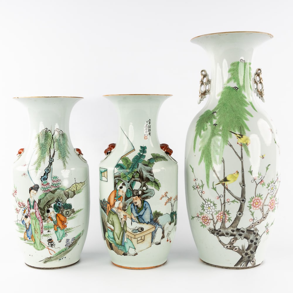 Three Chinese vases, Famille Rose, 19th/20th C. (1 of 8)
