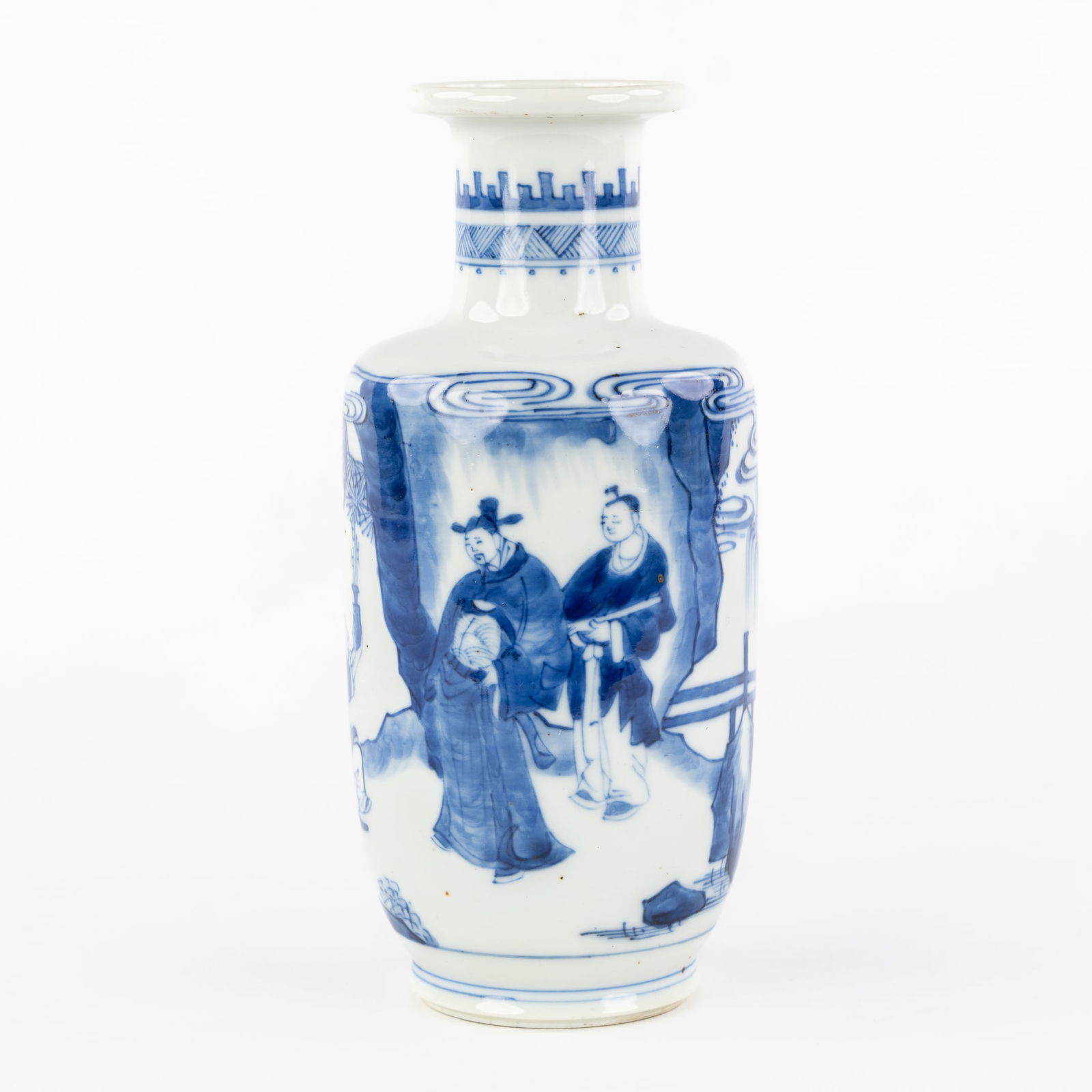 A Chinese Blue and White Rouleau vase, probably Kangxi. (1 of 6)