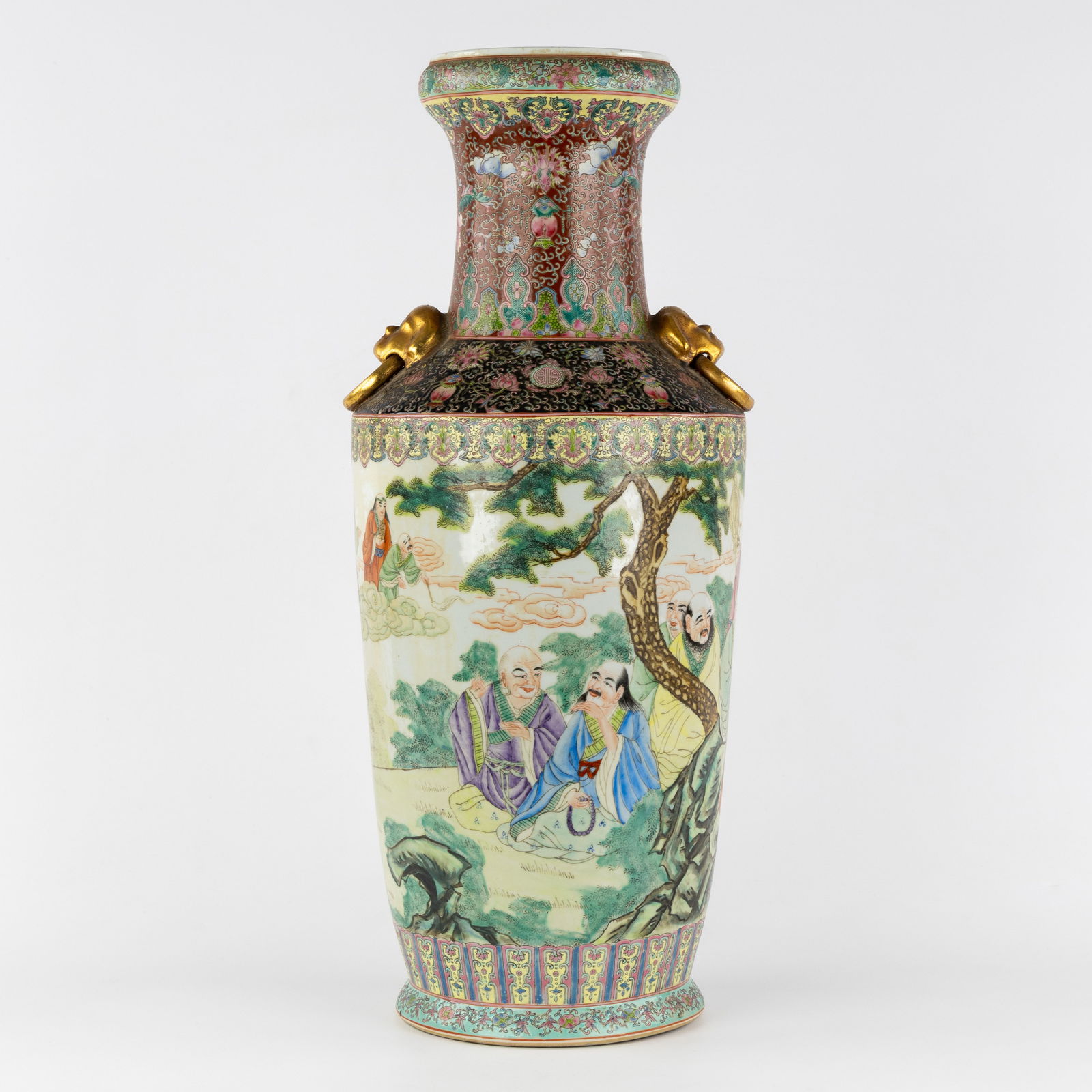 A Chinese Vase, Famille Rose, decorated with Immortals, Qianlong marked. (1 of 11)