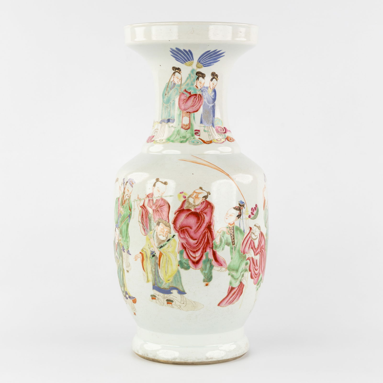 A Large Chinese vase, Famille Rose, decorated with Immortals, 19th C. (1 of 8)