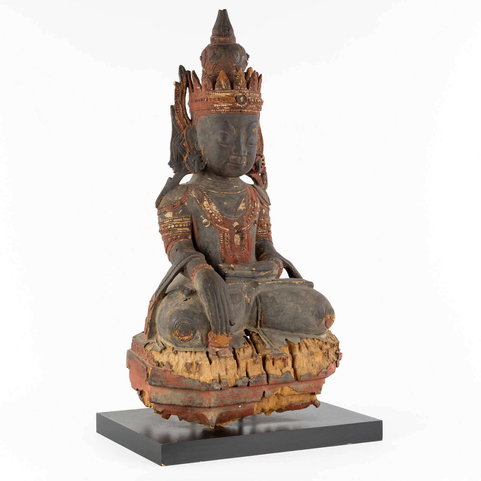 An Antique wood-sculptured Arakan/Shan Buddha. Burma/Myanmar, 16th/17th C. (1 of 8)