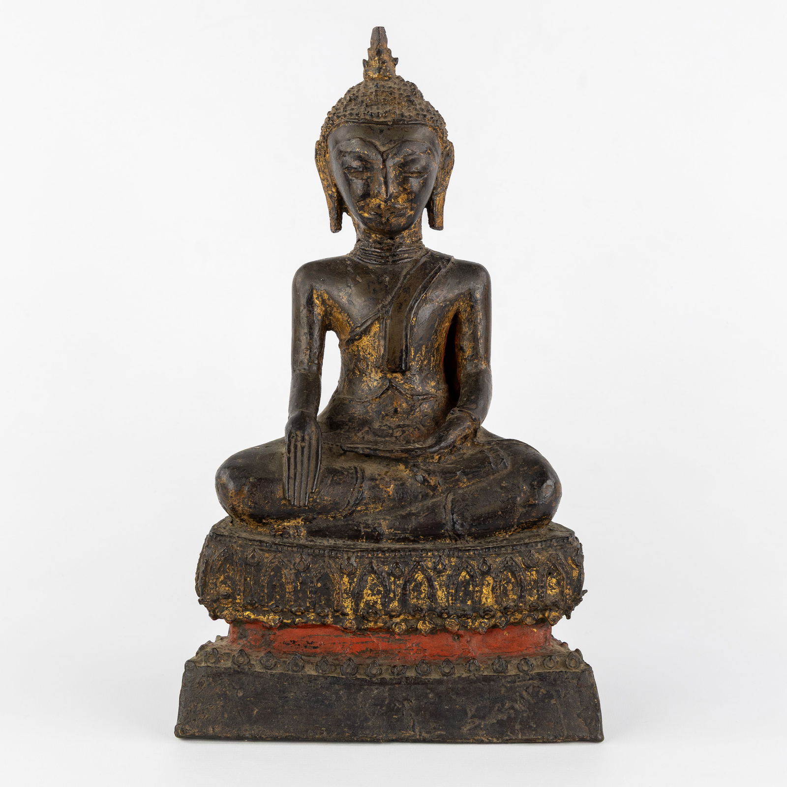 An Antique Bronze Buddha, seated on a Lotus throne in Bhumisparsha mudra, Burma/Myanmar. (1 of 7)