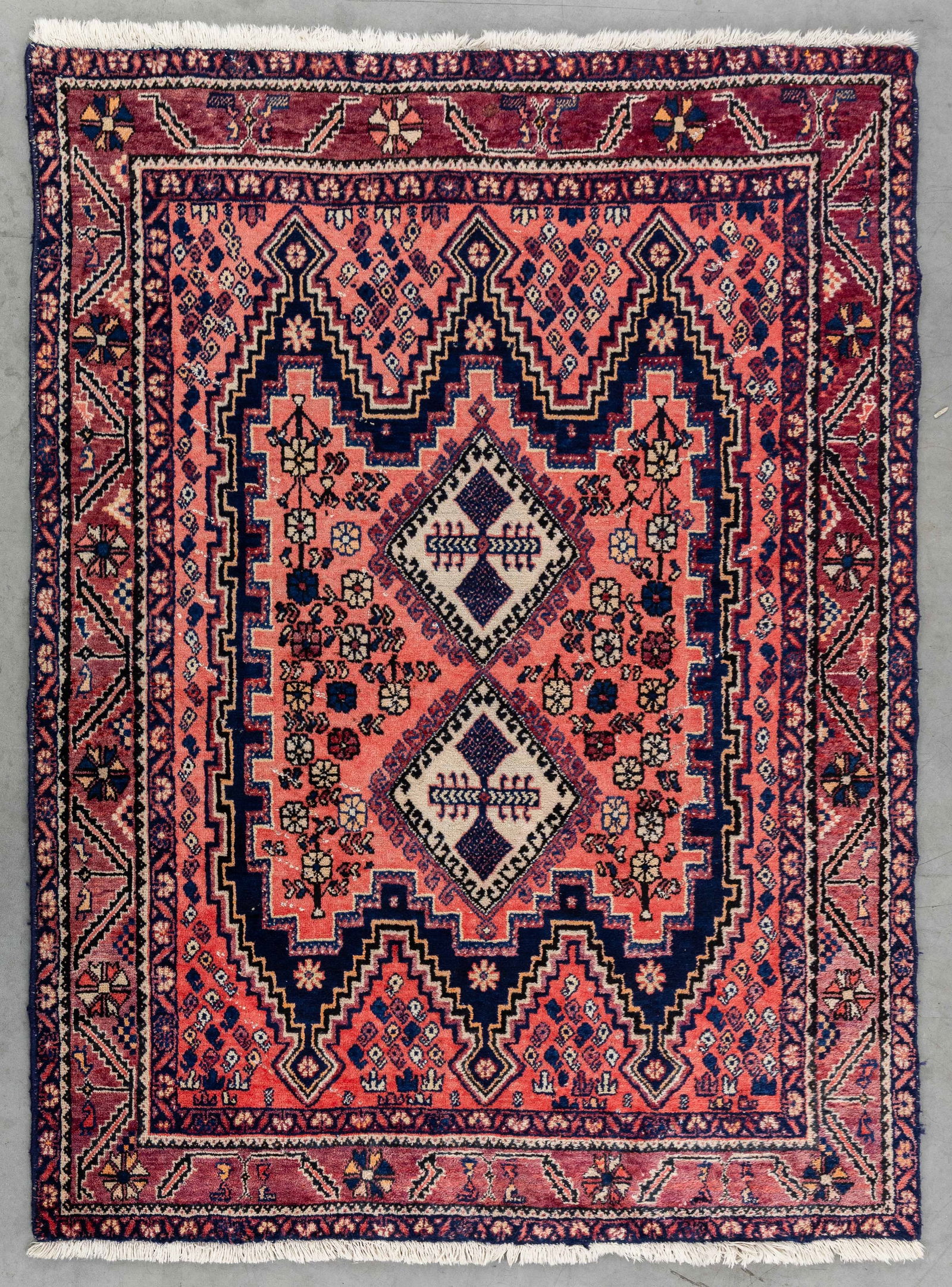 An Oriental hand-made carpet, probably Afshar/Sirjan (203 x 151 cm). (1 of 7)