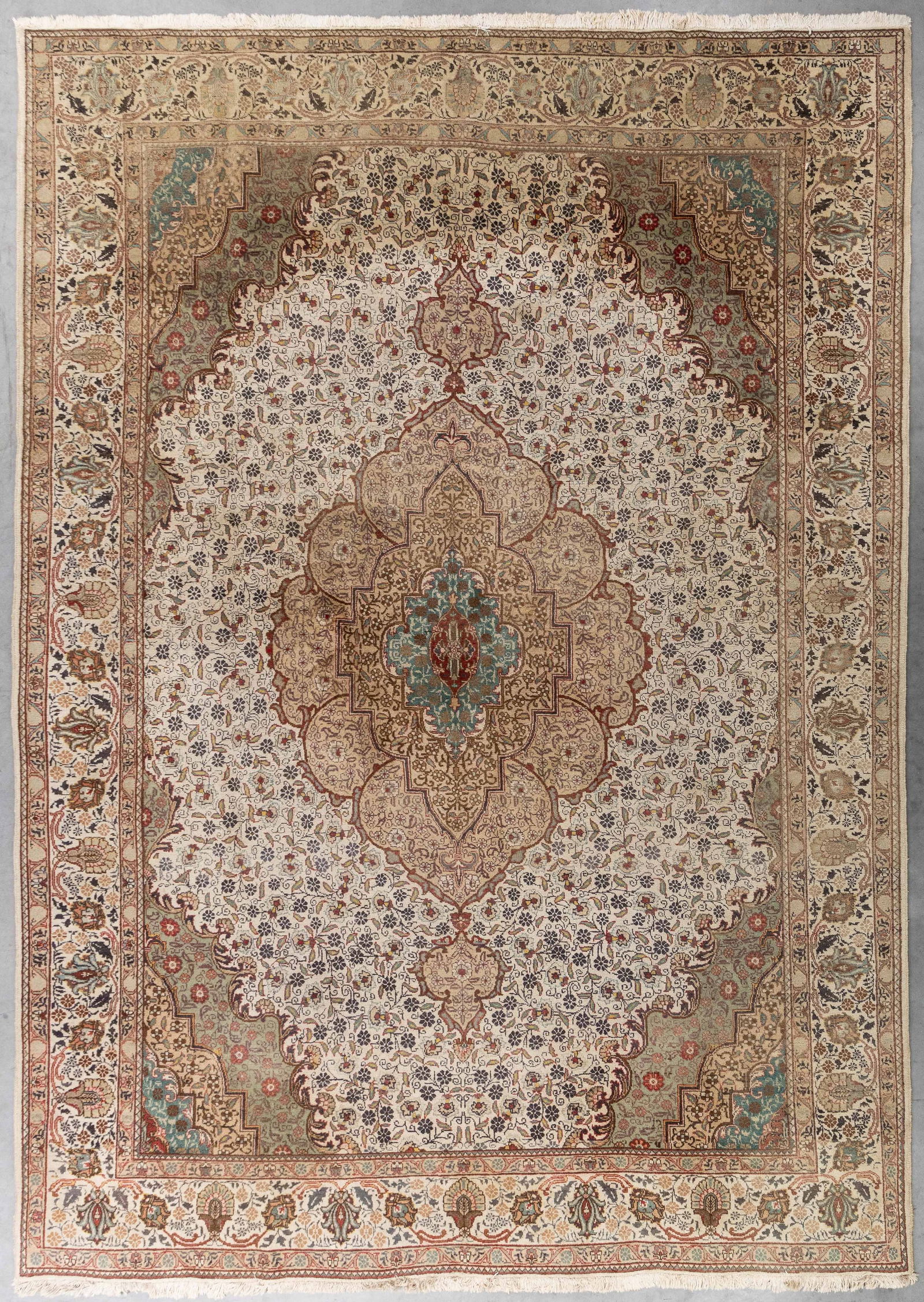A Large Oriental hand-made carpet, Tabriz, Iran (395 x 286 cm). (1 of 7)