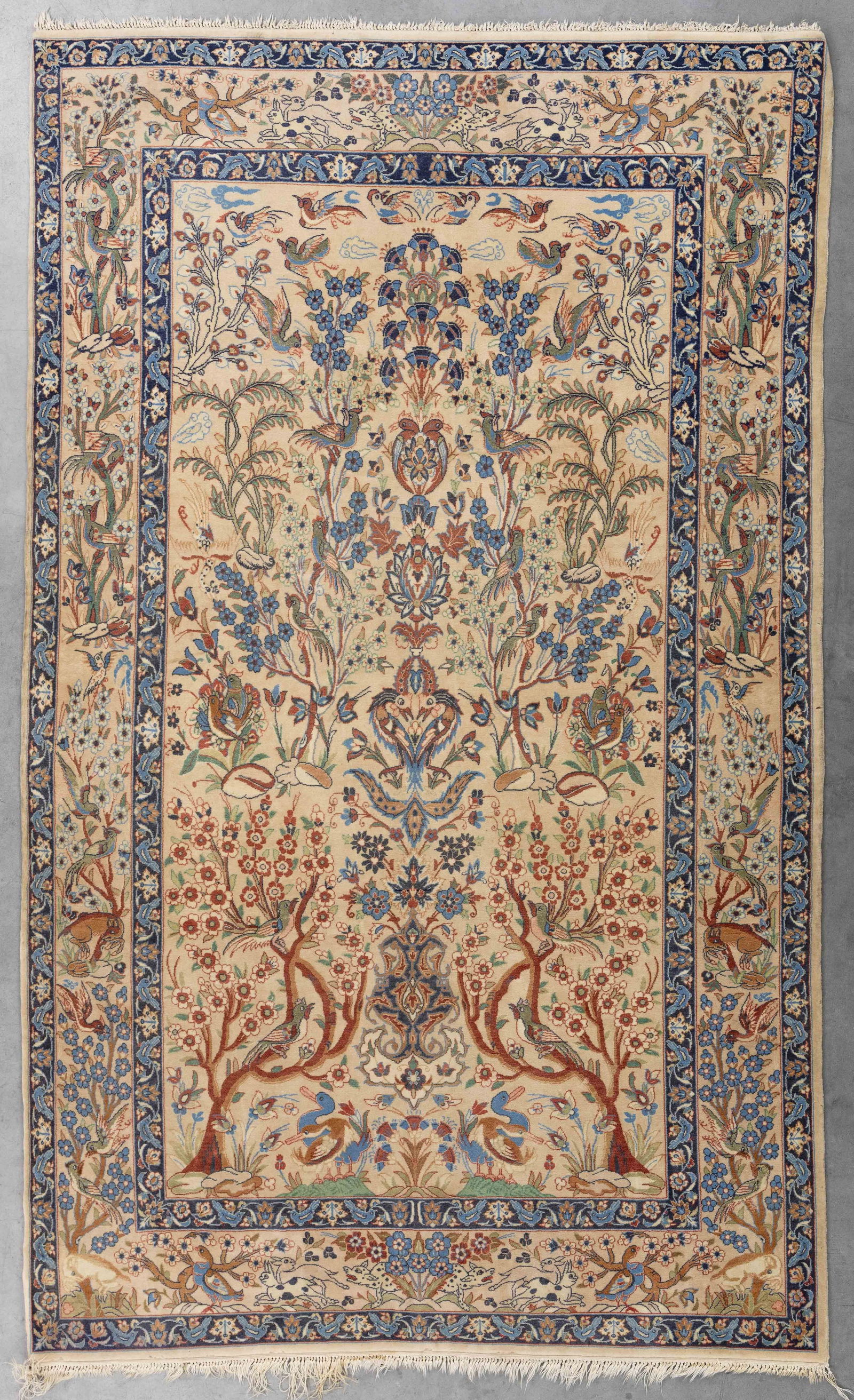 A Persian hand-made figurative carpet, silk (177 x 108 cm). (1 of 5)