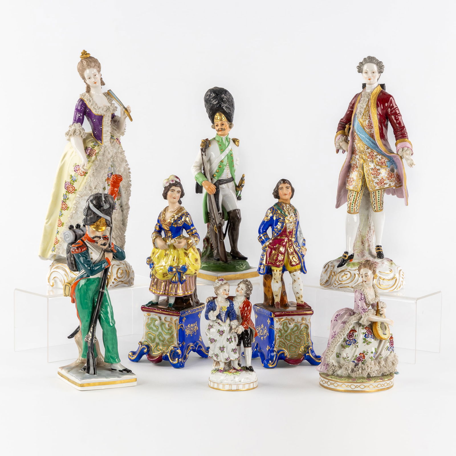 Jean Marx Clauss, Capodimonte and Others, a collection of eight porcelain figurines, 20th C. (1 of 12)