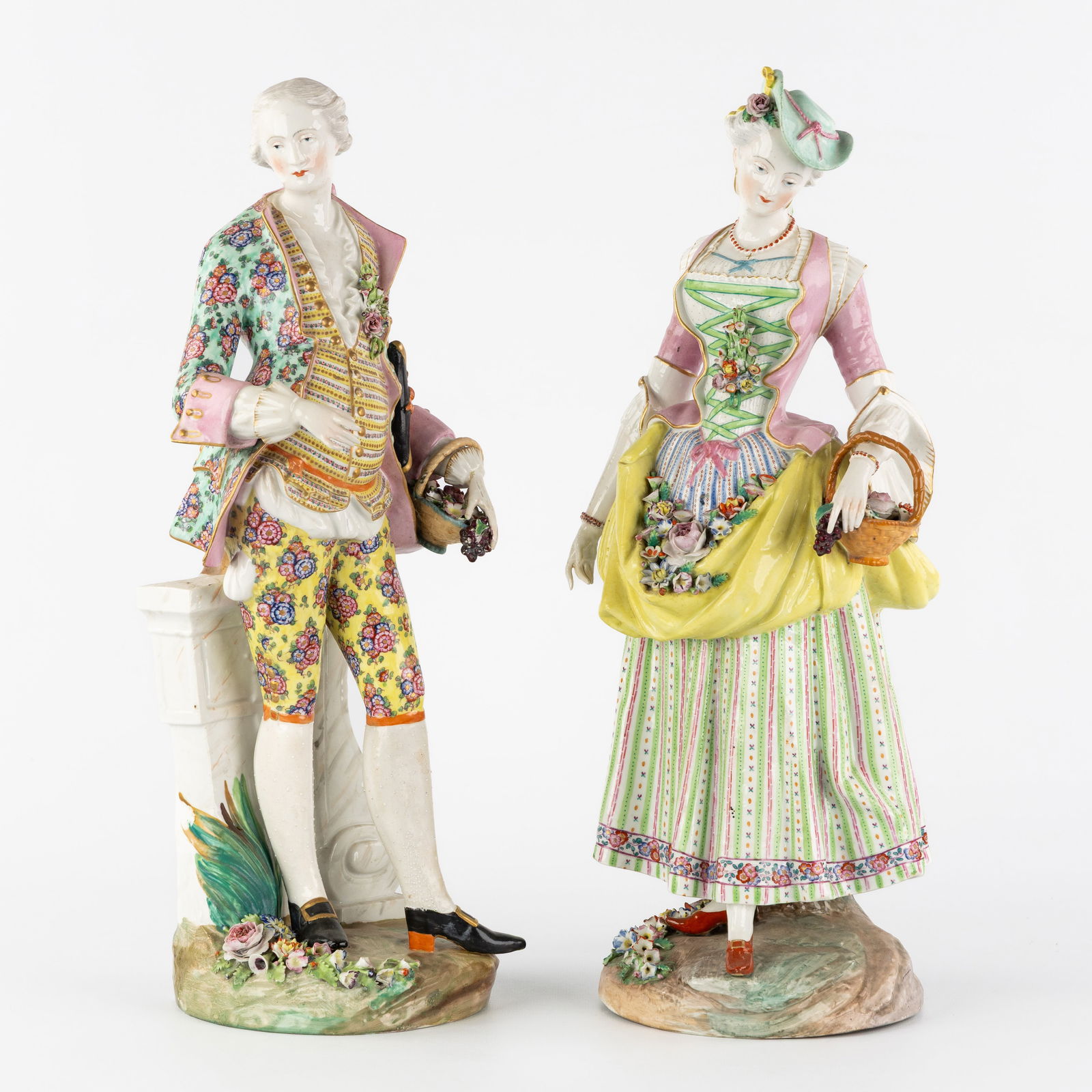 A Large Pair of porcelain figurines, 'Nobleman and Lady', Meissener marked, probably Samson, 19th C. (1 of 10)