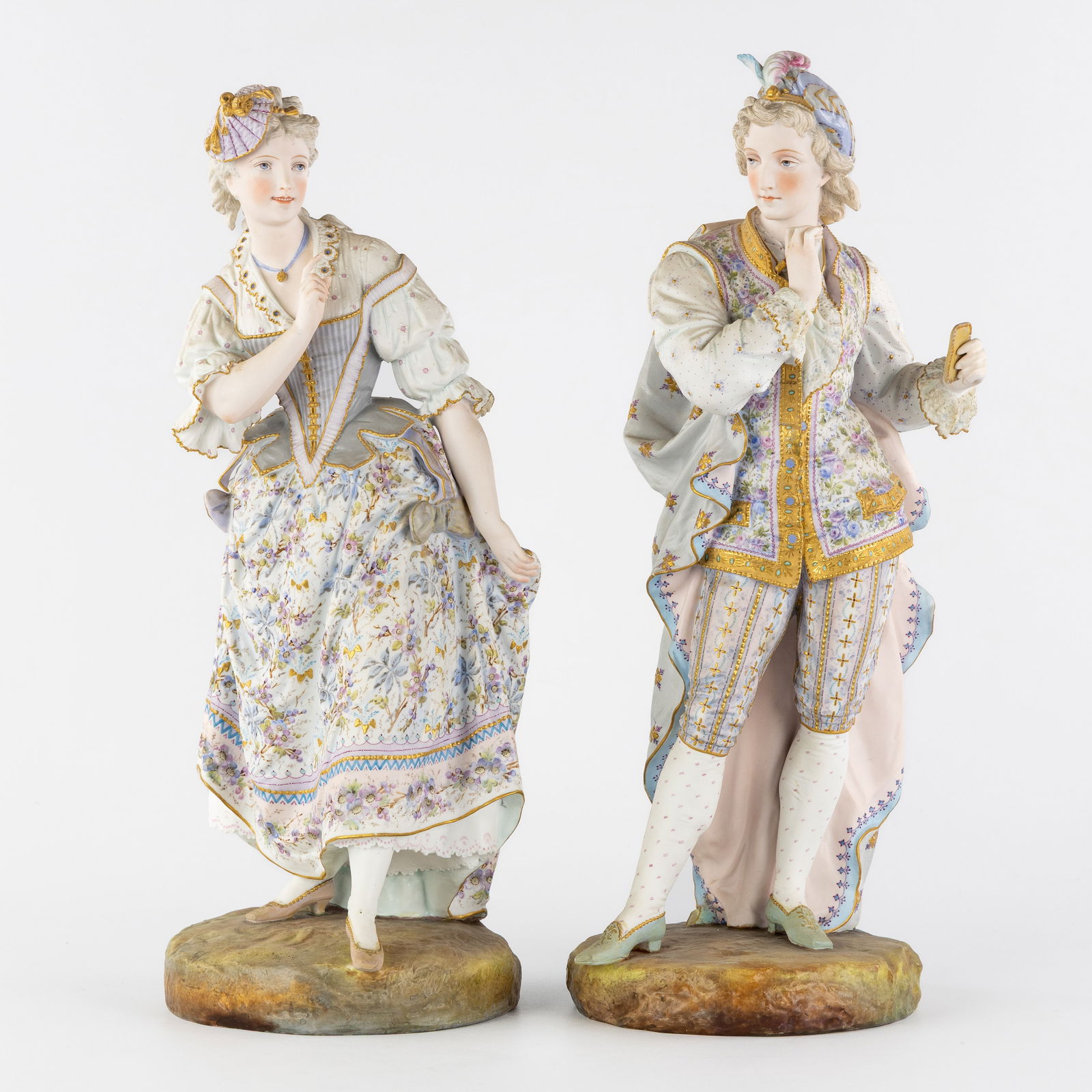 Vion & Baury, A Pair of biscuit porcelain figurines, Nobleman and Lady, Paris Exposition, 1878. (1 of 9)