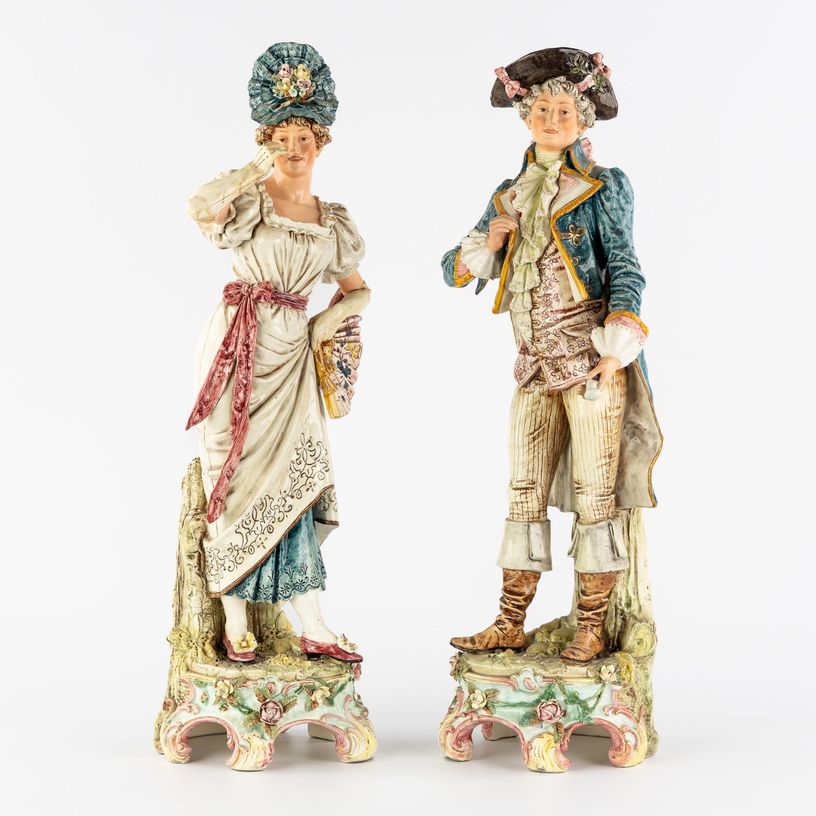 A Pair of large porcelain figurines, 'Nobleman and Lady', Germany/Austria, circa 1900. (1 of 8)