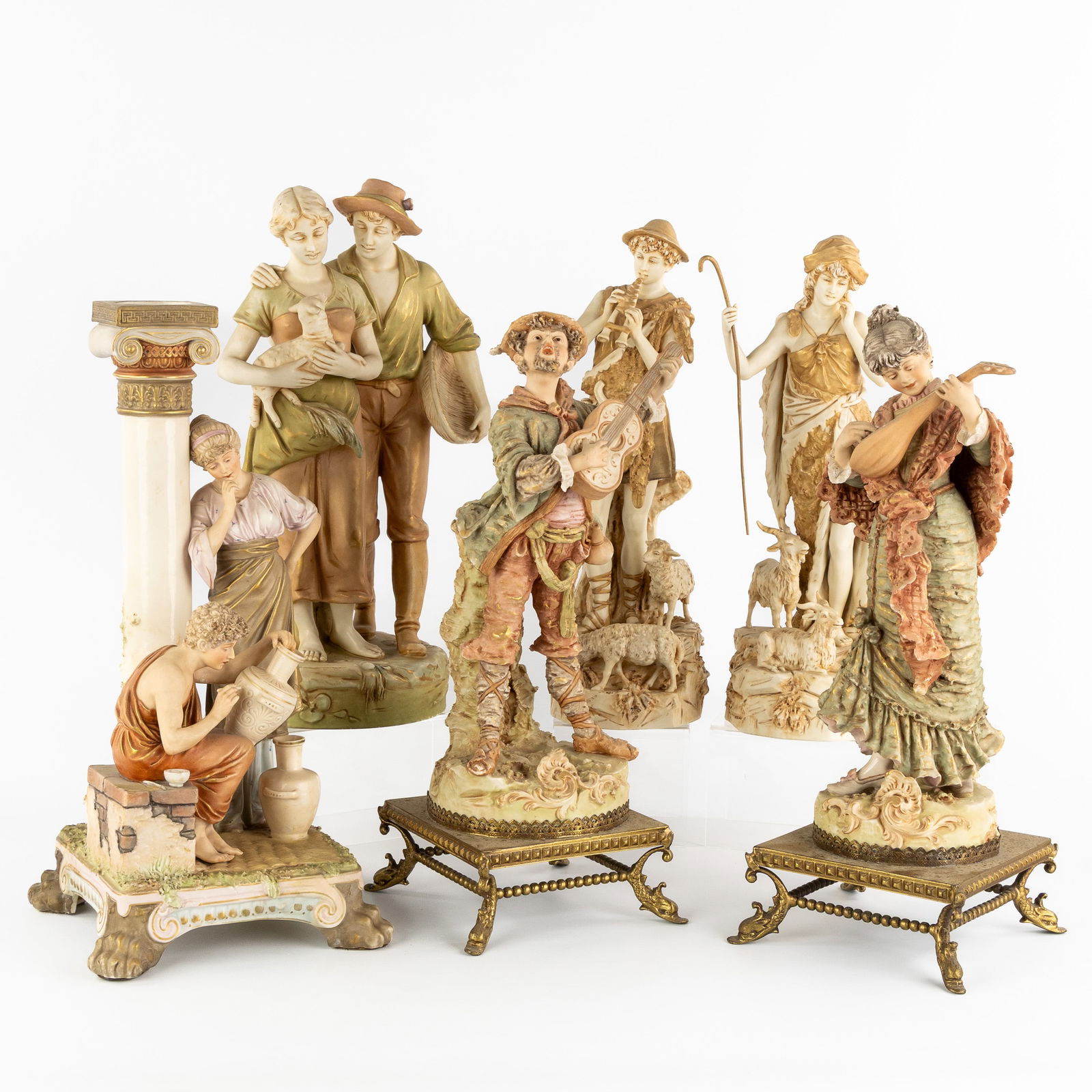 Royal Dux, six figurative groups, Musicians, Shepherd and Goatherdess, Shepherd Couple, Classical (1 of 10)