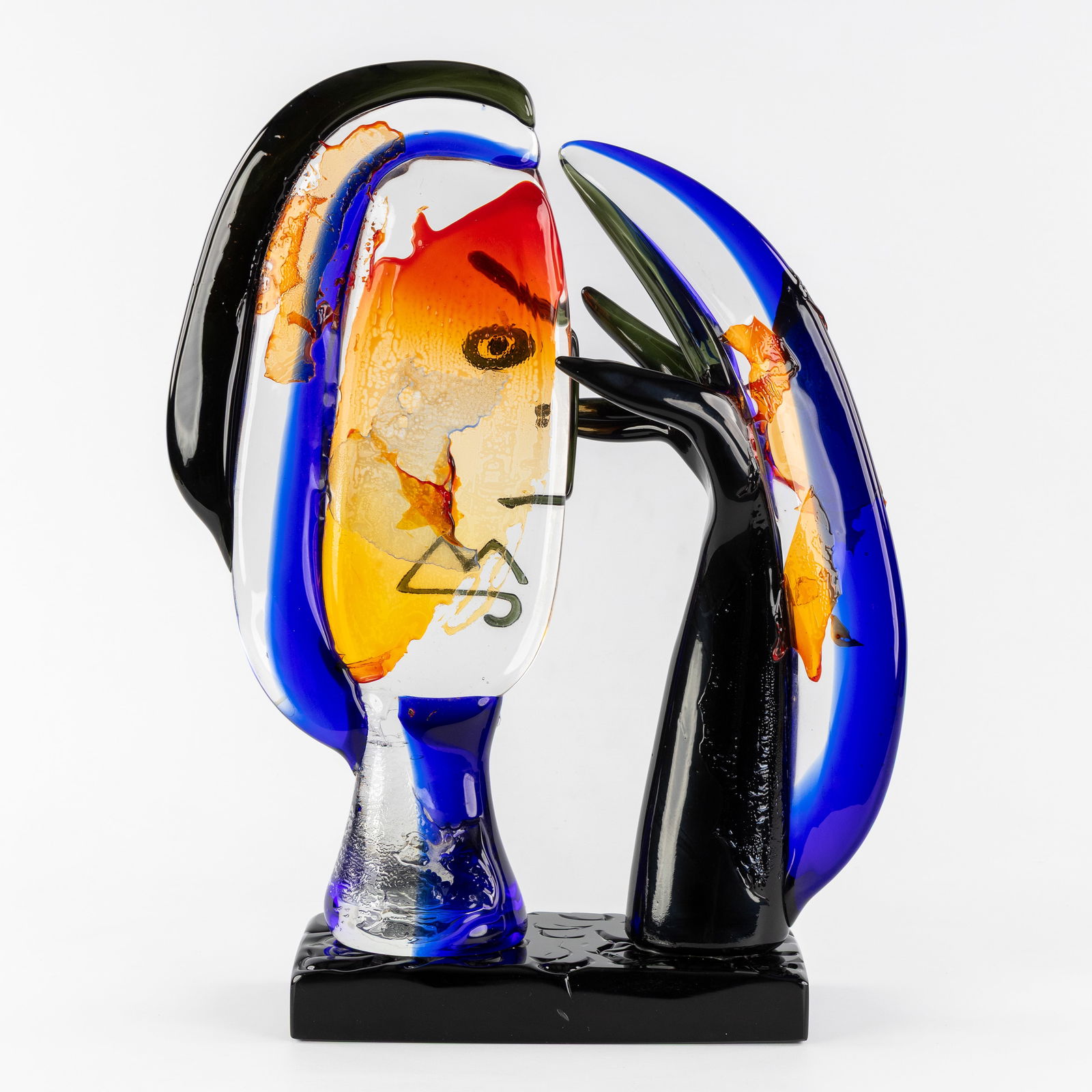 Mario Badioli (1940) 'Hommage à Picasso', a glass sculpture, Murano, Italy. (1 of 8)