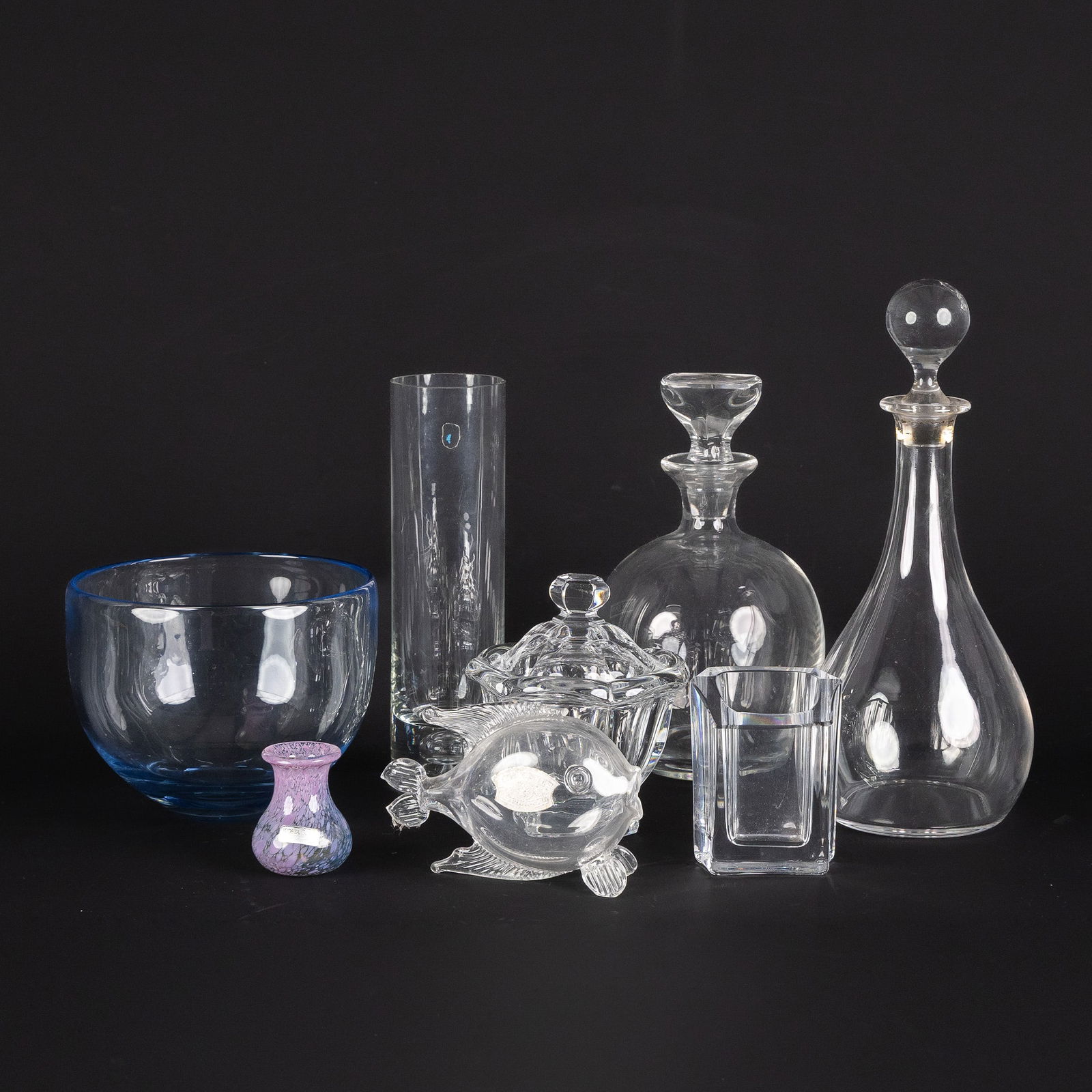 A collection of eight pieces of glassware, Holmegaard, Saint-Louis, Kosta Boda, Val Saint Lambert, (1 of 13)