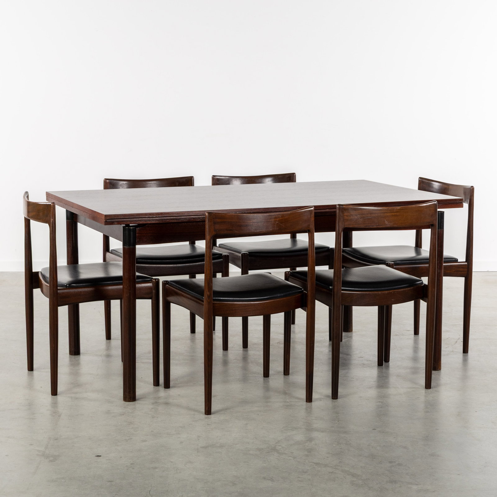 Oswald Vermaercke (1926) an extendable table and six 'Astrid' chairs, for V-Form, circa 1960. (1 of 16)