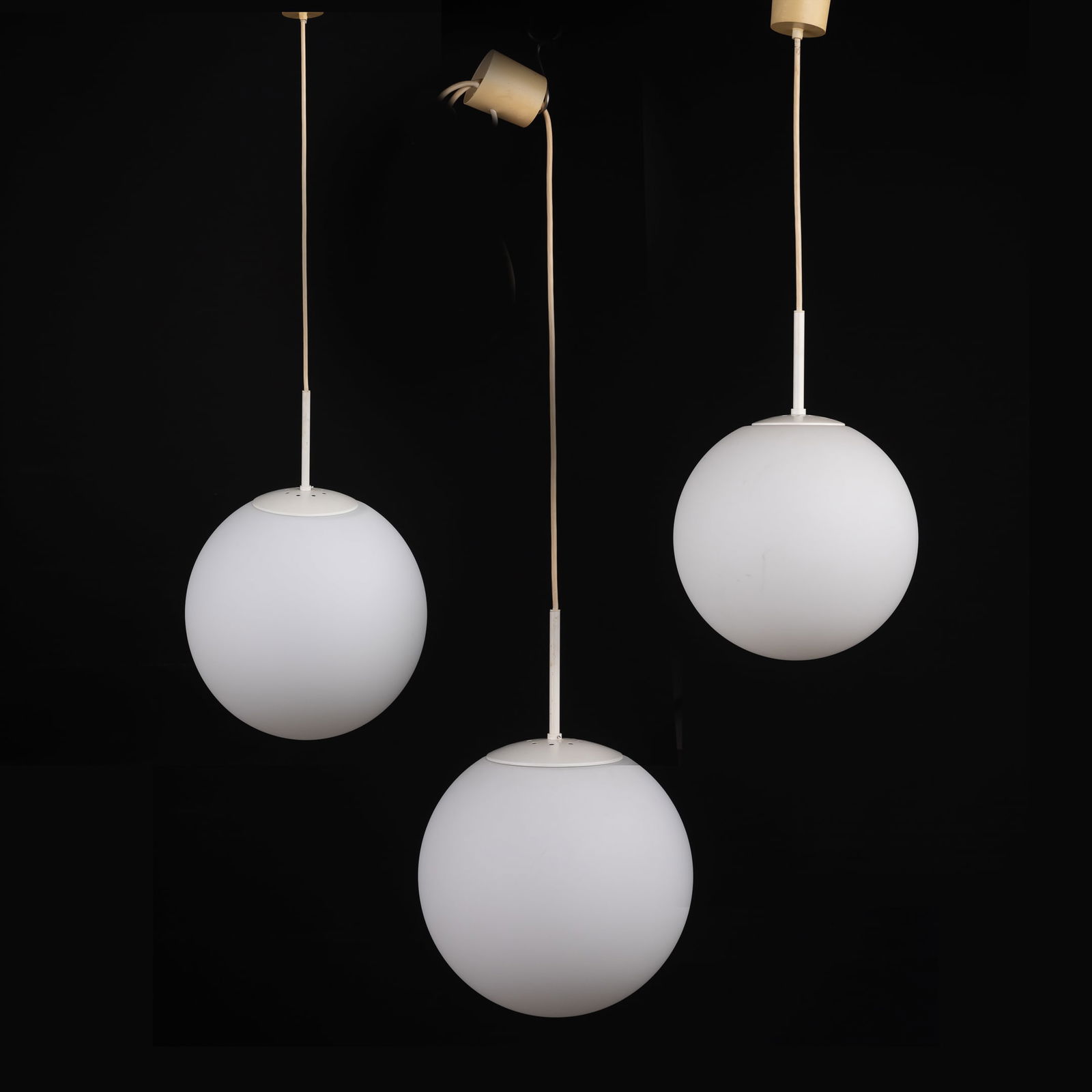 Three Large Opaline Glass Lamps, Glashutte, Germany. Circa 1960-1970. (1 of 4)