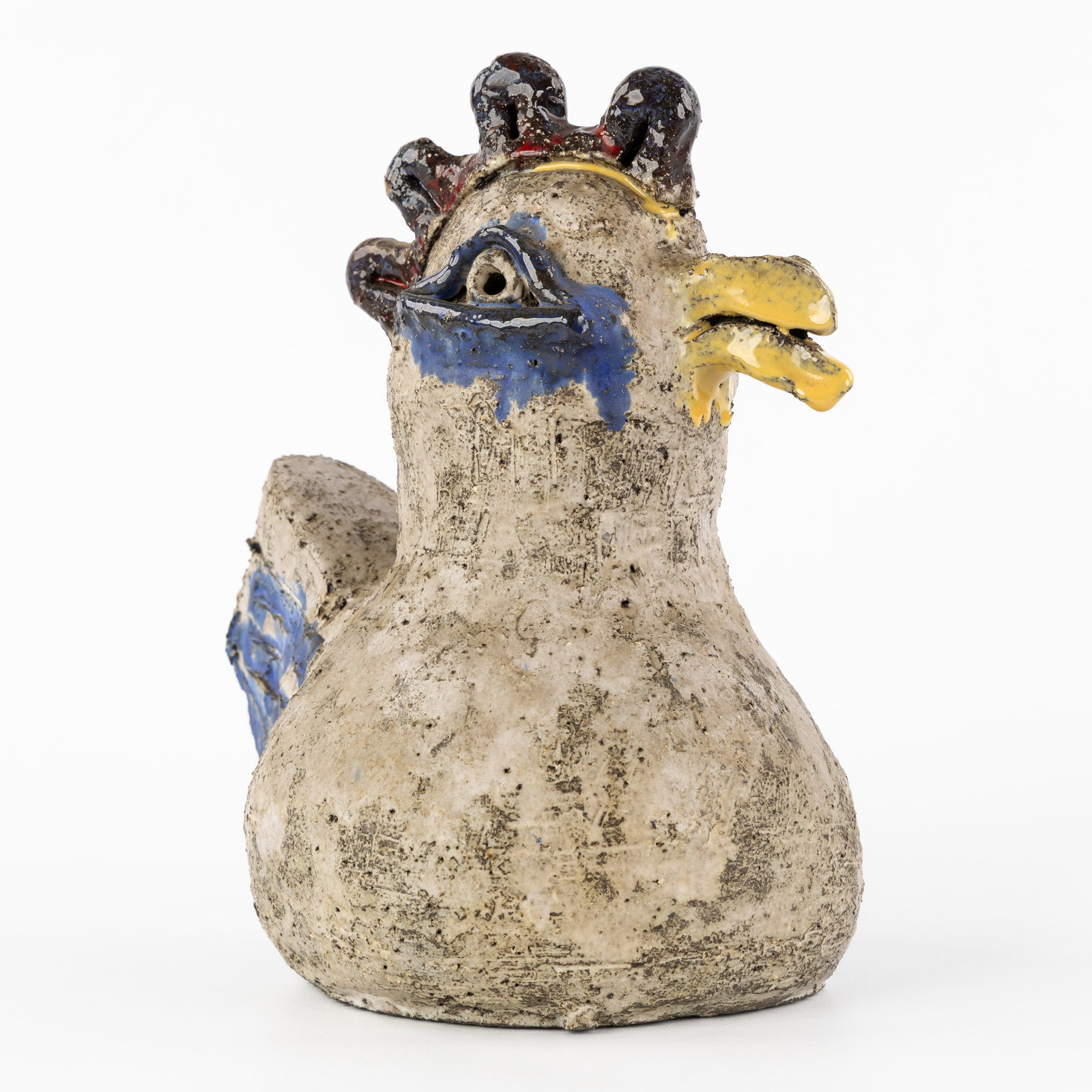 Piet Lemahieu (XX) 'Chicken', glazed ceramic.: Piet Lemahieu (XX) 'Chicken', glazed ceramic. Signed. (24 x 28 x 17 cm)
