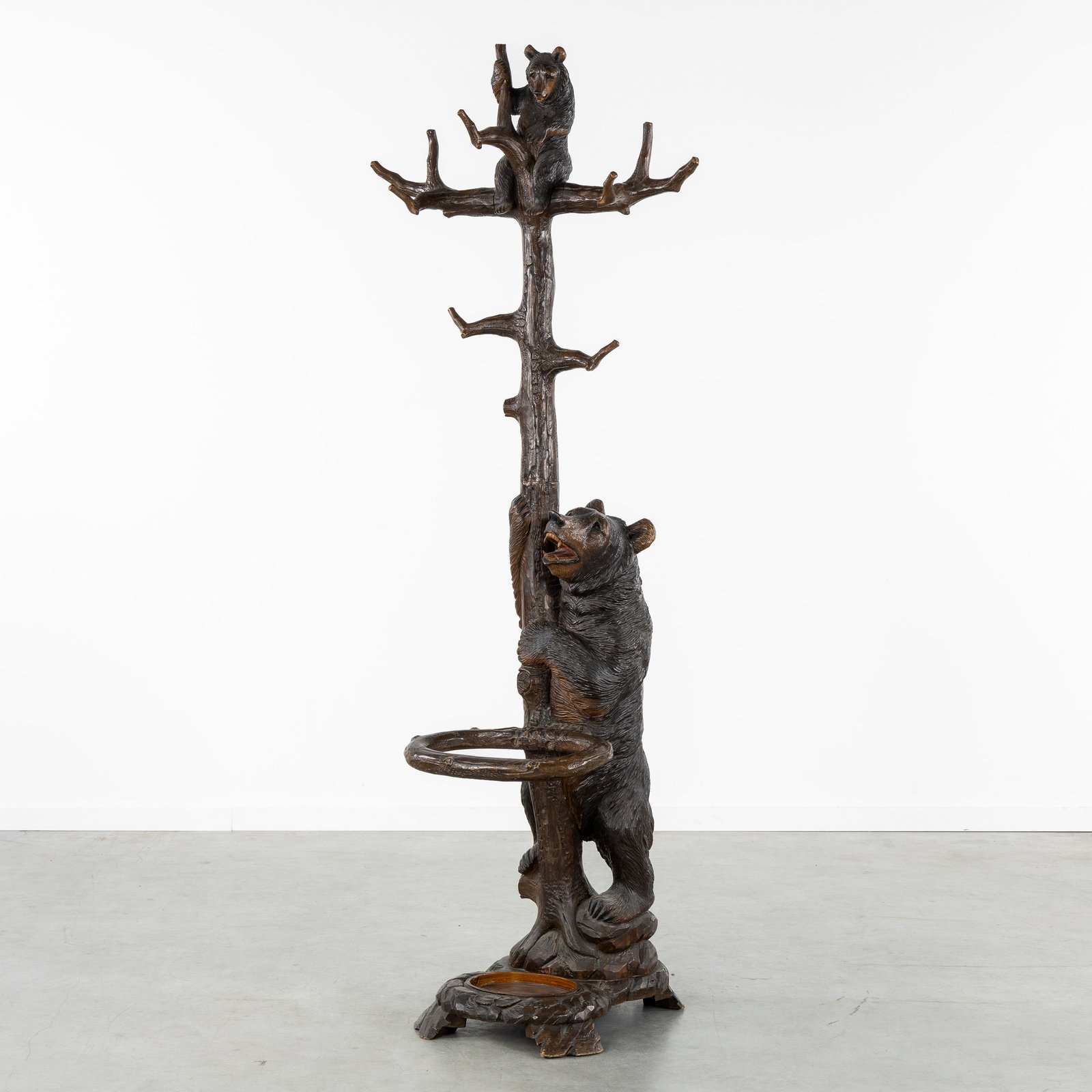 A Coat Rack, Bear with Bear Cub in a tree, style of Walter Linder and Hans Amacher, Black Forest, (1 of 8)