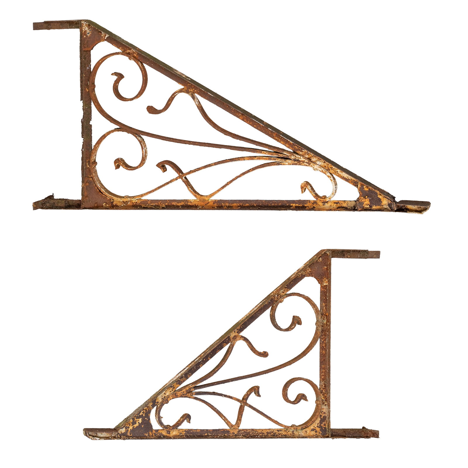 Two wrought iron wall anchors or corner bracket ornaments, Art Nouveau, circa 1900. (1 of 8)