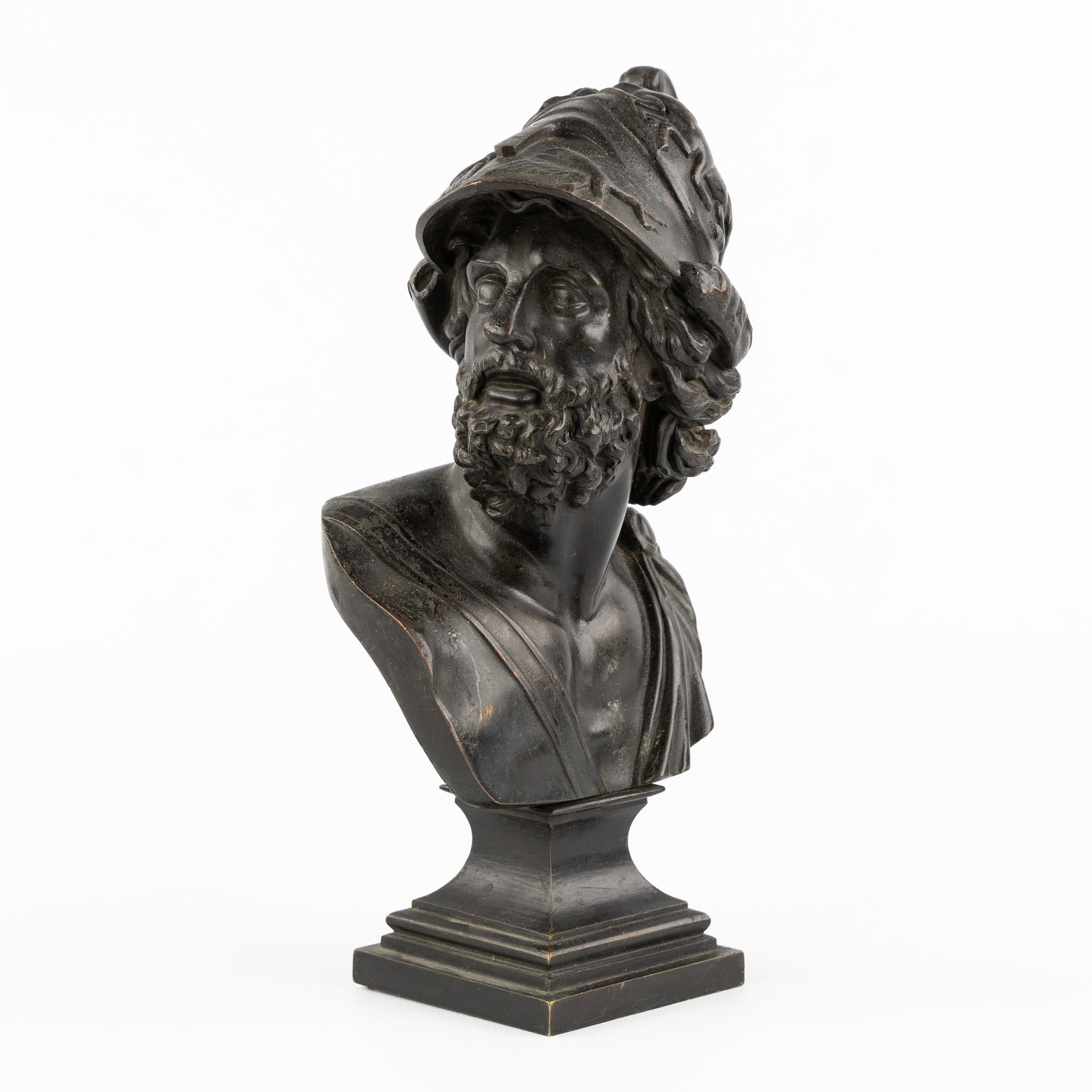 Leopold Oudry (act. 1854–1882) 'Bust of Leonidas', patinated bronze, 19th C. (1 of 8)