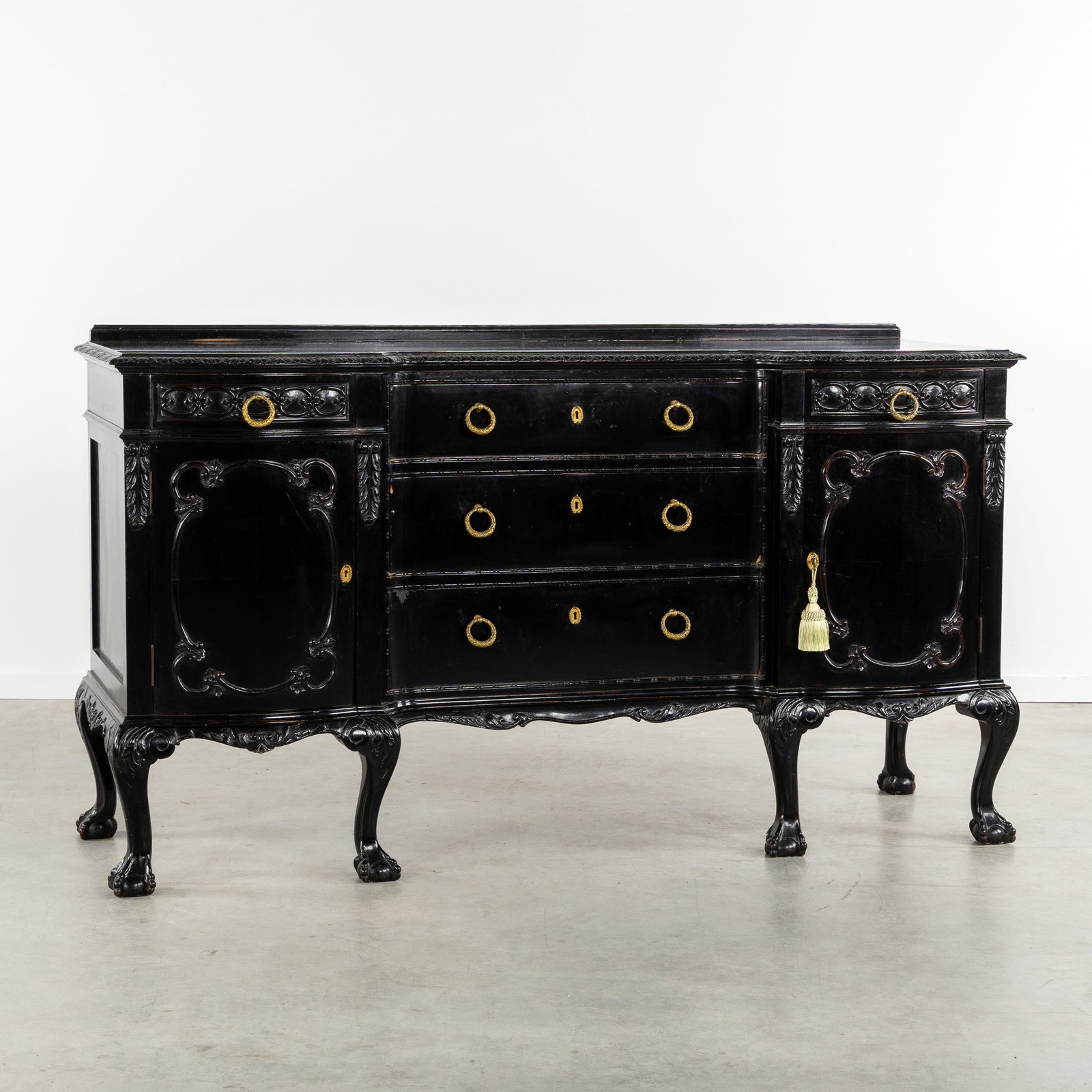 A Black Lacquered Sideboard or Dresser, Chippendale style, England, circa 1900. (1 of 9)