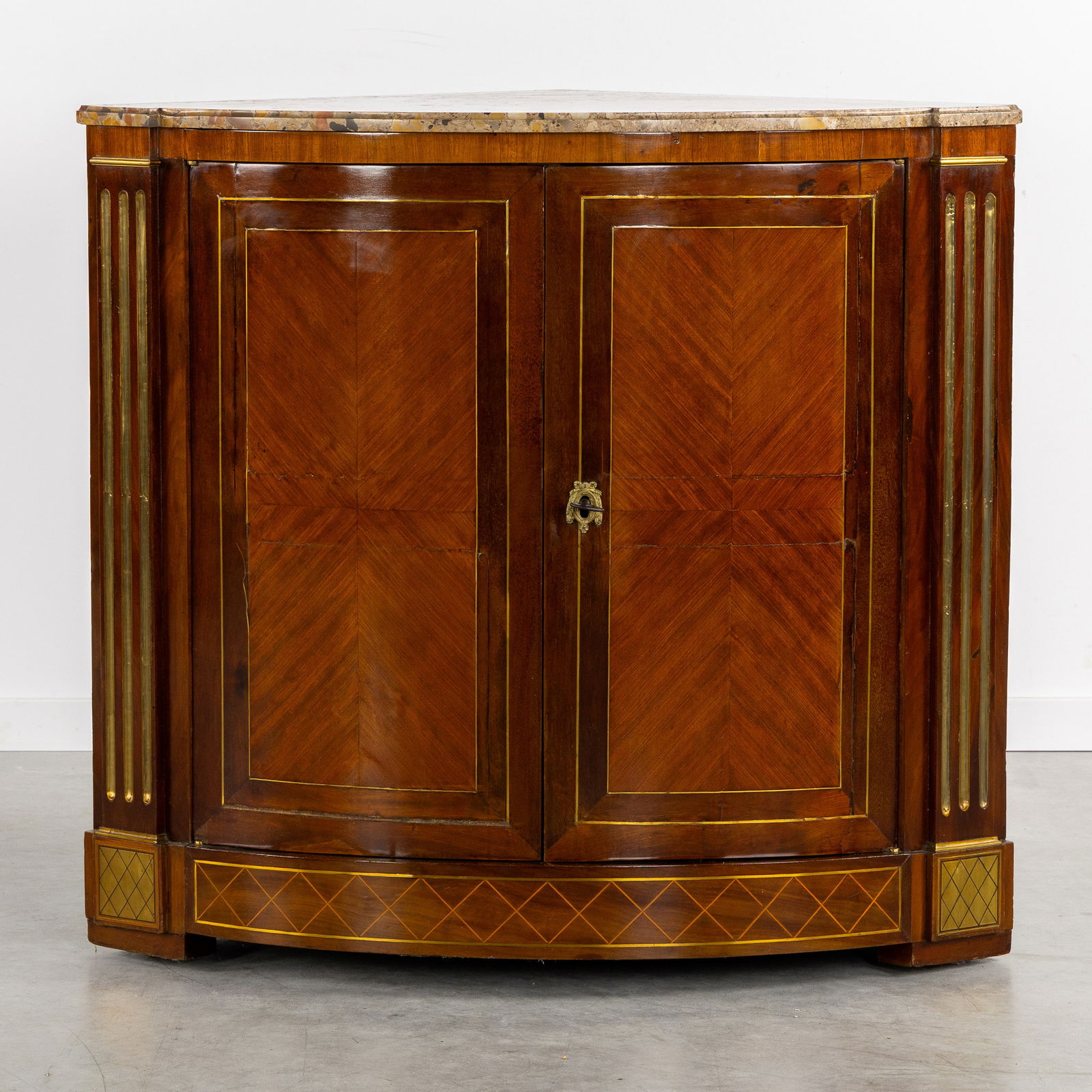 An Antique Corner Cabinet with a Breche d'Aleppo marble top, Neoclassical, 19th C. (1 of 8)