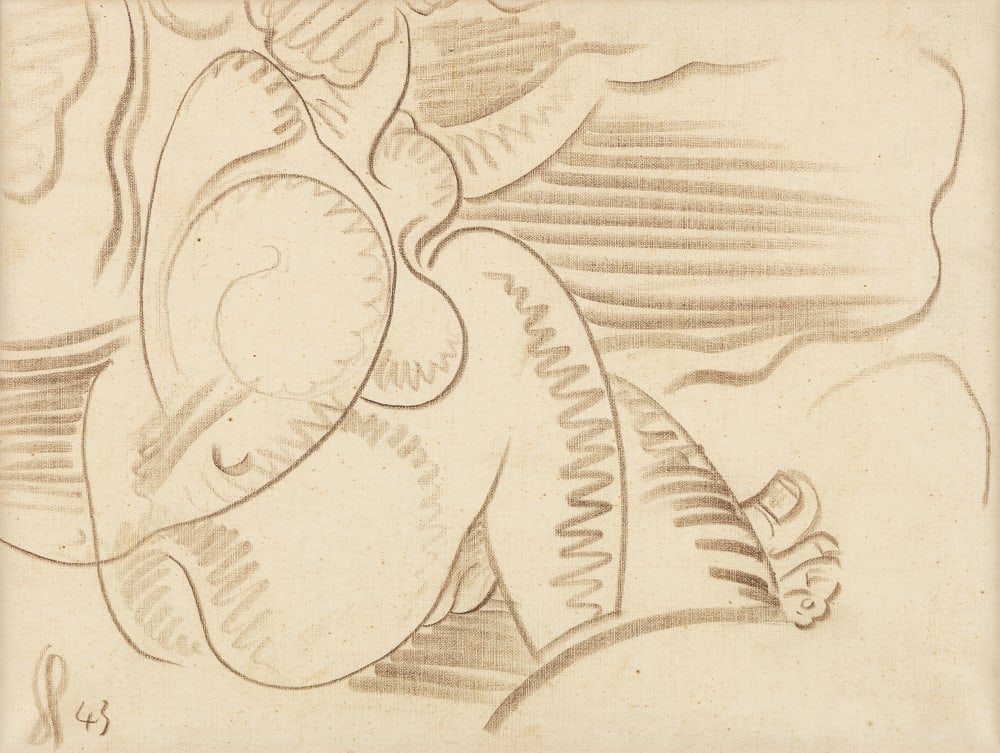 Victor Servranckx (1897-1965) ‘Nude’ pencil on paper. (1943): Victor Servranckx (1897-1965) ‘Nude’ pencil on paper. (1943) A drawing, pencil on paper. Monogrammed lower left and dated 1943. (33 x 38 cm) (27 x 20 x 0 cm)