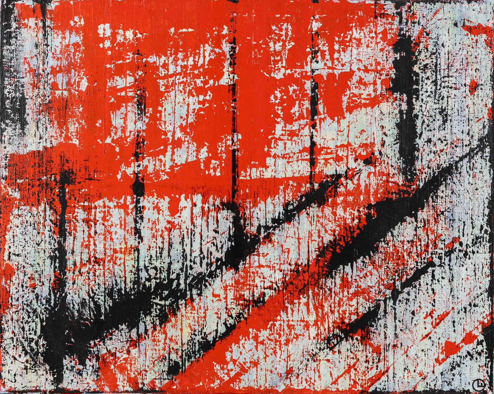 Olivier Ameye (1973) 'Abstract Composition', acrylic on canvas. (1 of 6)