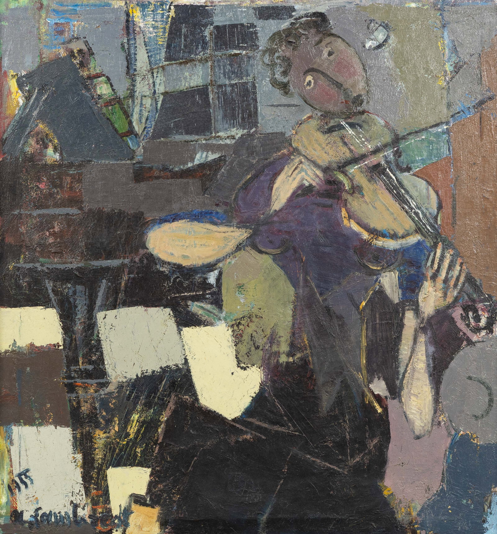 Arthur Lambrecht (1904-1983) 'The Violin player' oil on canvas. (1955): Arthur Lambrecht (1904-1983) 'The Violin player' oil on canvas.