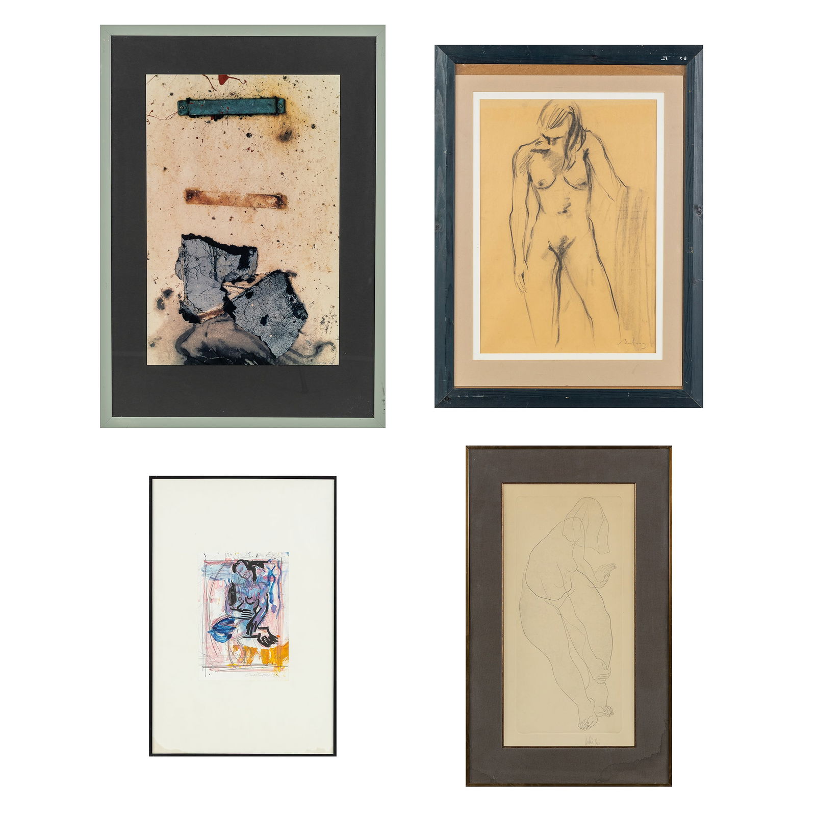 Didier Cordy, Prim Fulla, Luc Martinssen en Baetens, Four works, Mixed media, Etching and Charchoal