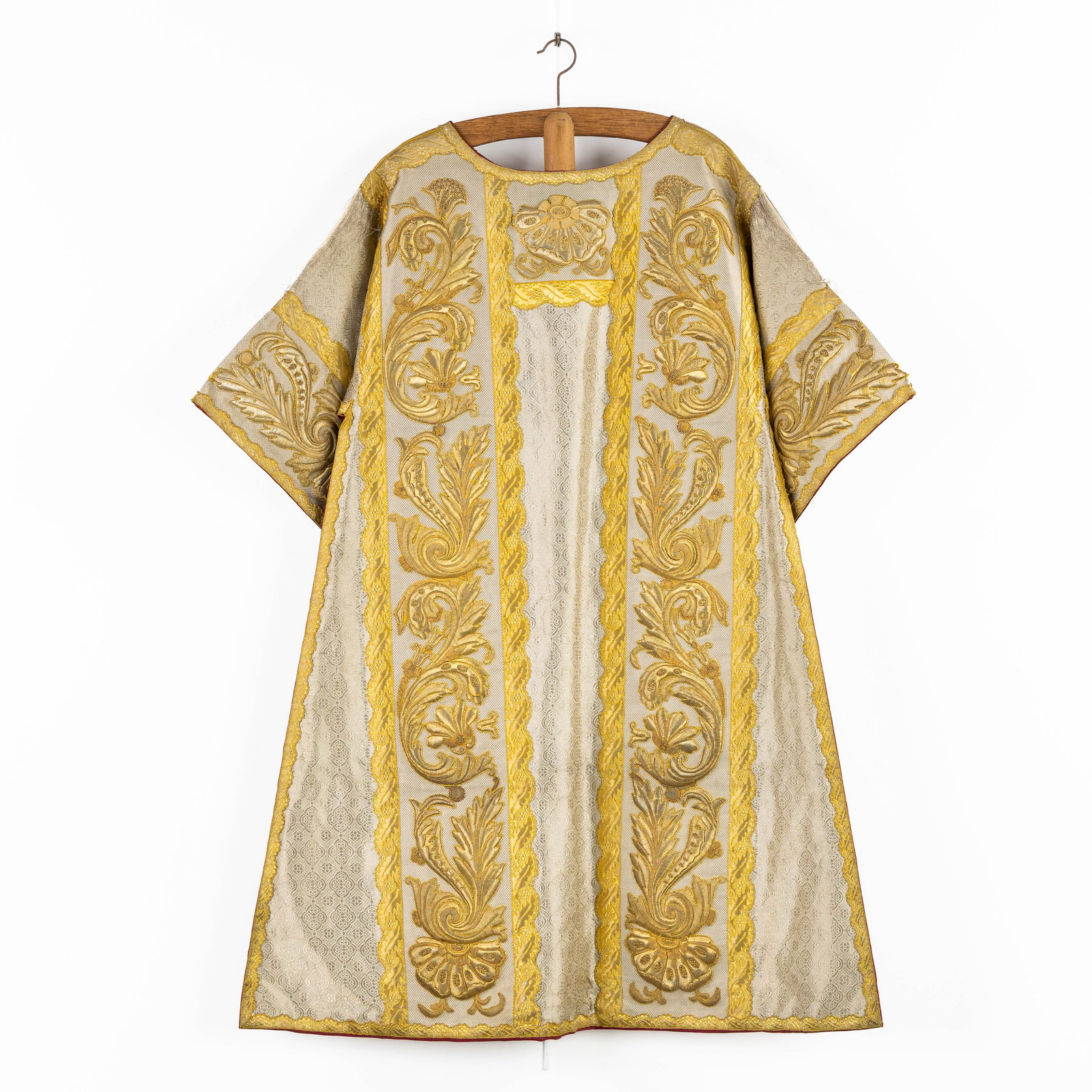 Lithurgical Vestments: A Dalmatic, thick gold-thread embroideries and brocade, finished with floral (1 of 7)