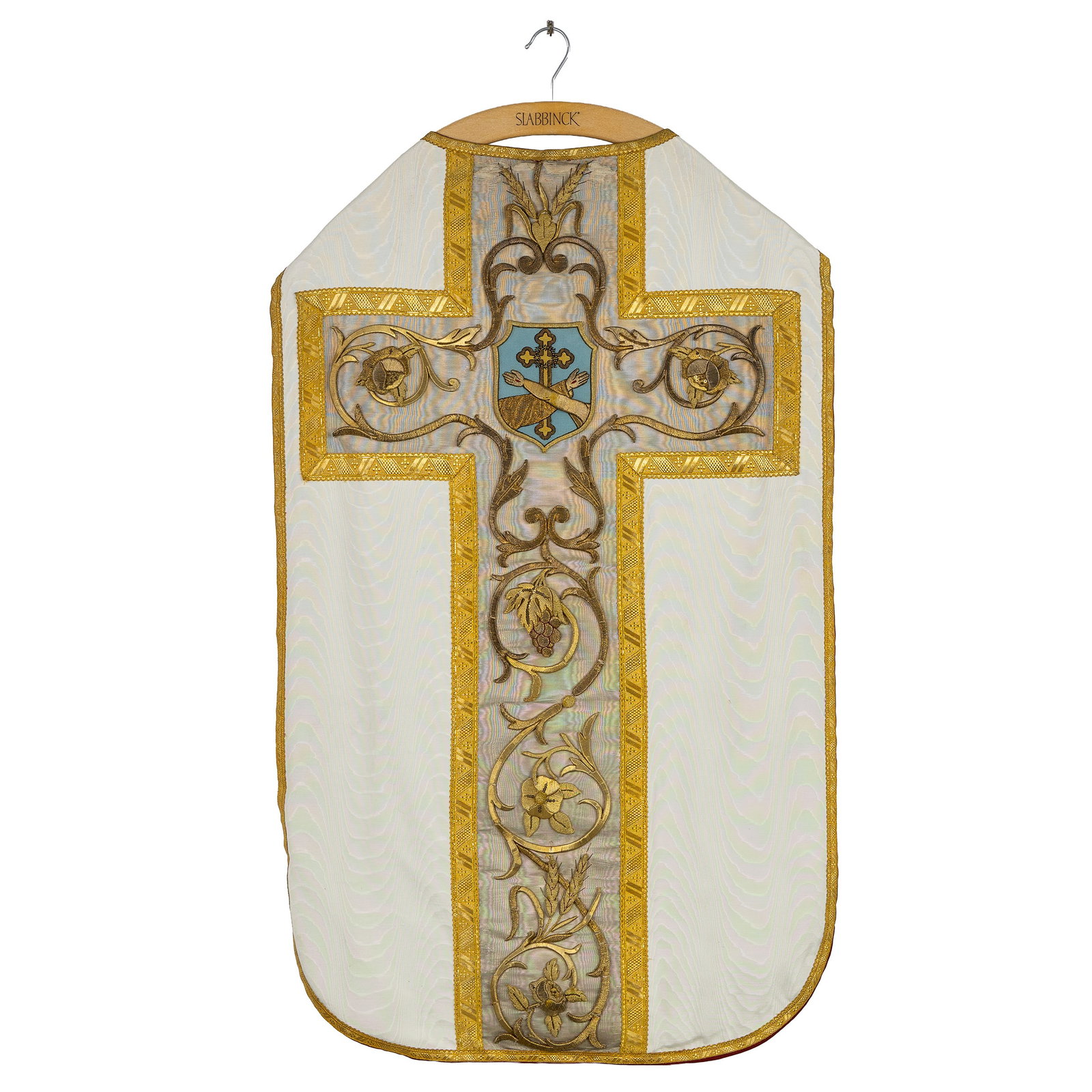 A Roman chasuble, made of thick gold brocade with an image of ‘The Franciscans’. (1 of 10)