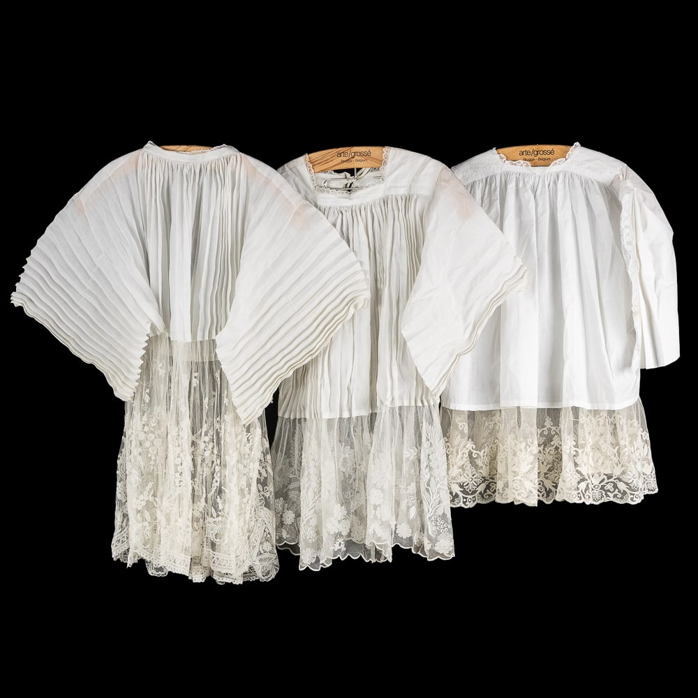 Lithurgical Vestments: Three albes, finished with bobbin lace, Valencienne lace and Lierse lace. (1 of 7)