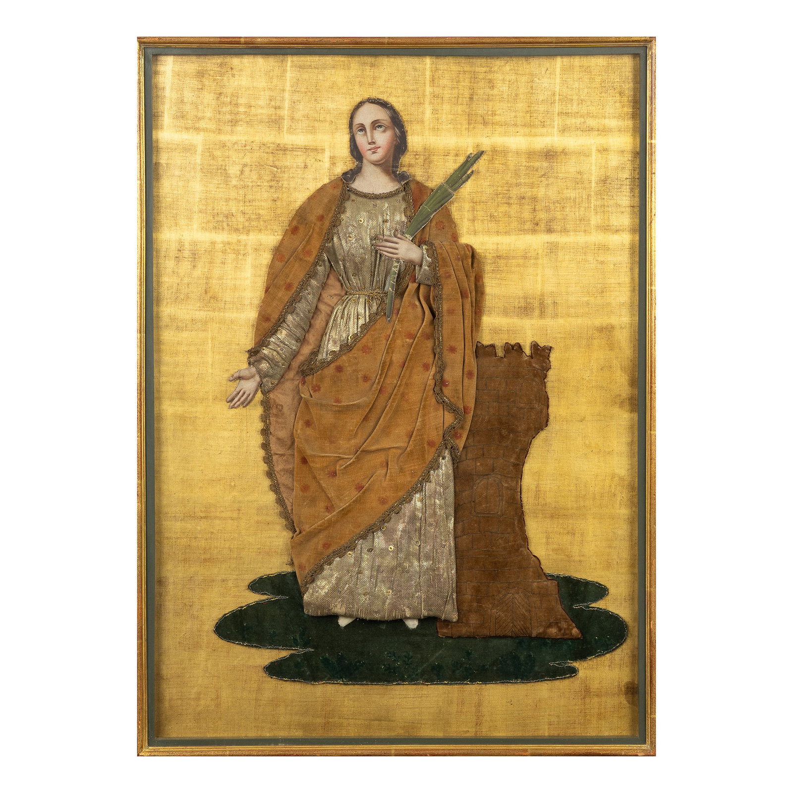 Saint Barbara of Nicomedia, a framed embroidery. (1 of 5)