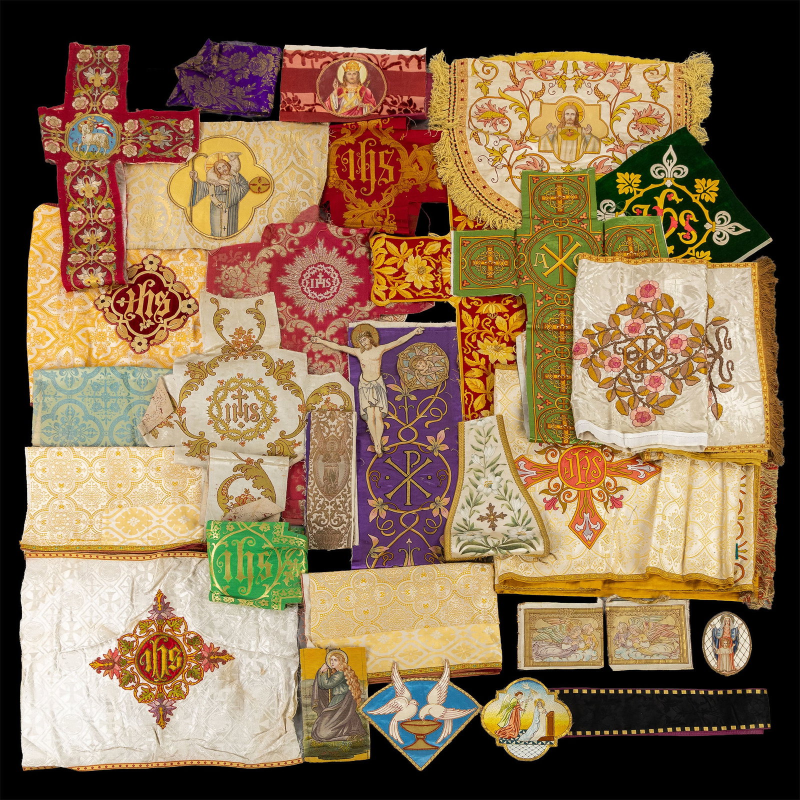 Lithurgical Vestments: A large collection of appliqués and embroideries featuring images of saints (1 of 10)