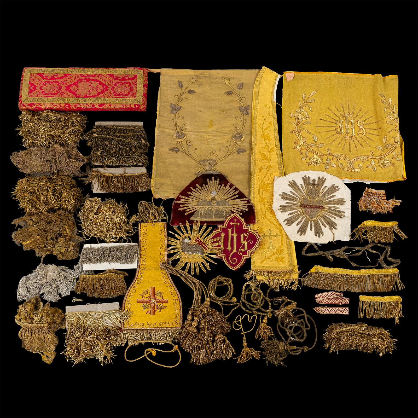 Lithurgical Vestments: a collection of parts for Chasubles and Vestments, Thick gold thread (1 of 7)