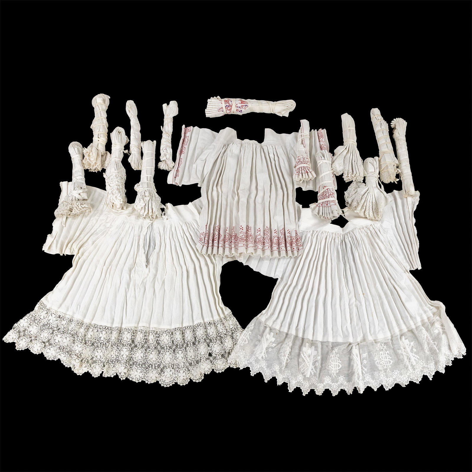 Lithurgical Vestments: 17 Albs and Rochets, finished with lacework and corchet. (1 of 8)