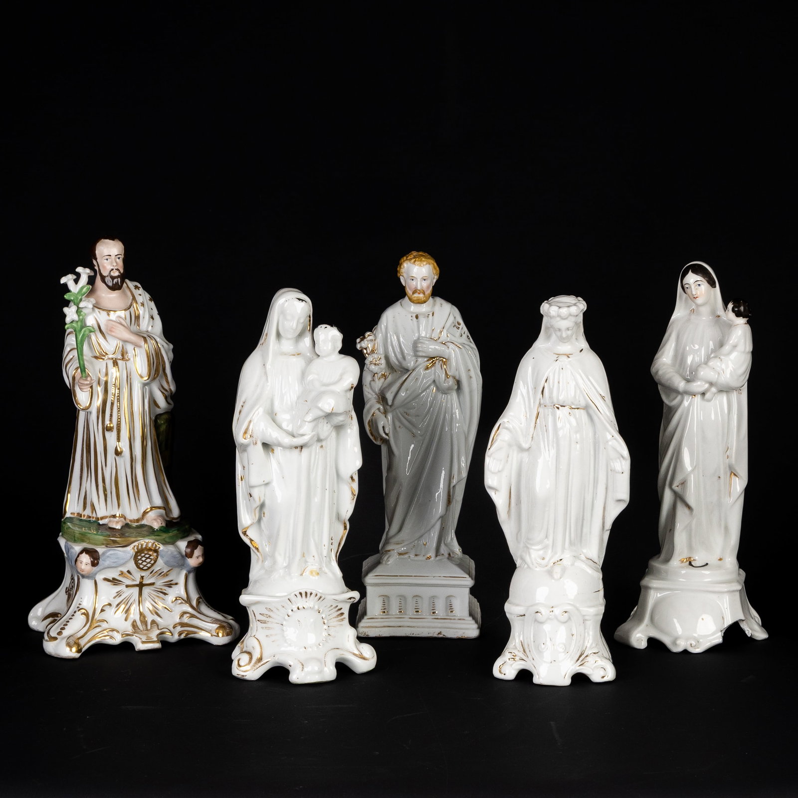 Five porcelain saint statues, 'Madonna with Child' and 'Saint Joseph', Vieux Bruxelles, Andenne and (1 of 7)