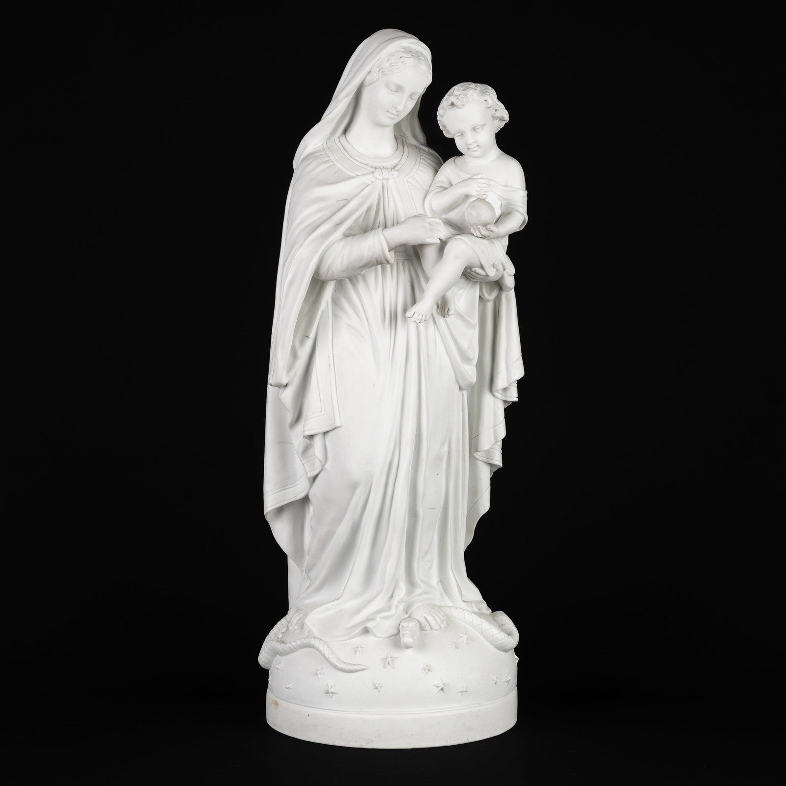Madonna and Child, a large biscuit porcelain statue. (1 of 8)