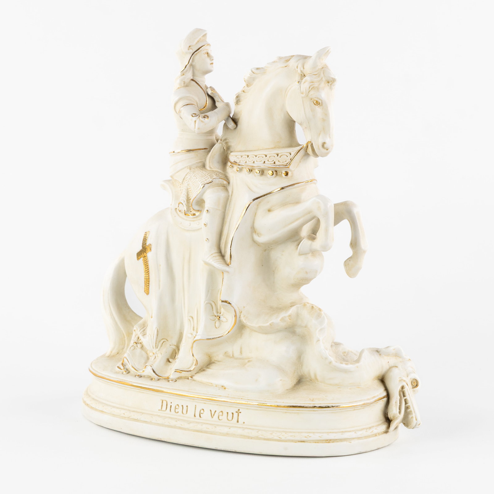 Joan of Arc, Dieu le Veut, a biscuit porcelain group. (1 of 11)