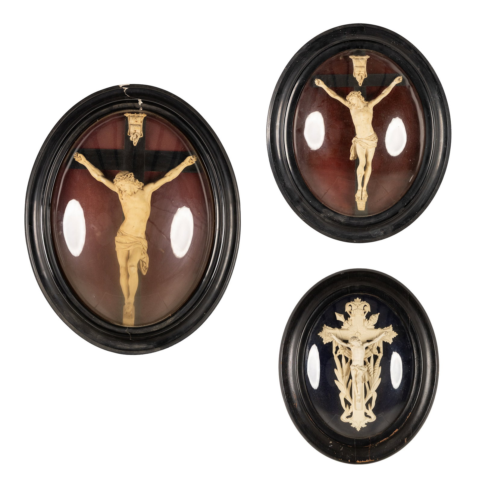 Three large oval frames with Corpus Christi, Meerschaum or Pipe Clay. (1 of 5)
